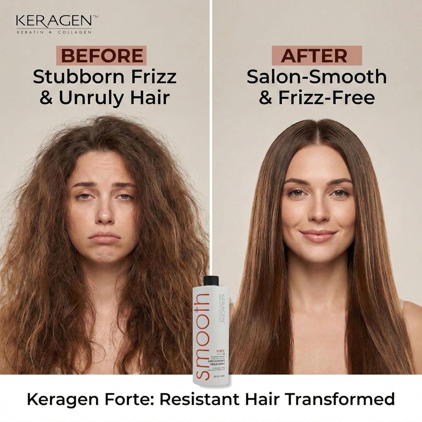 Keragen Brazilian Smoothing Keratin Hair Treatment - Sulfate-Free Blowout System for Dry, Damaged Hair | 16 Oz