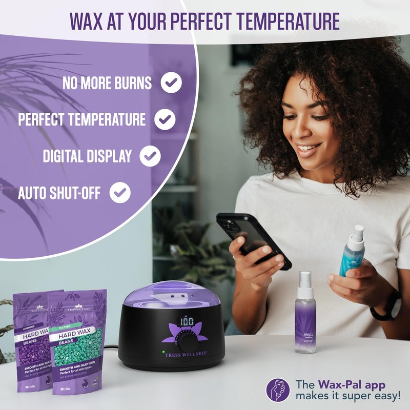 Tress Wellness Deluxe Waxing Kit for Brazilian Wax - Easy to Use - For Sensitive Skin - Digital Display
