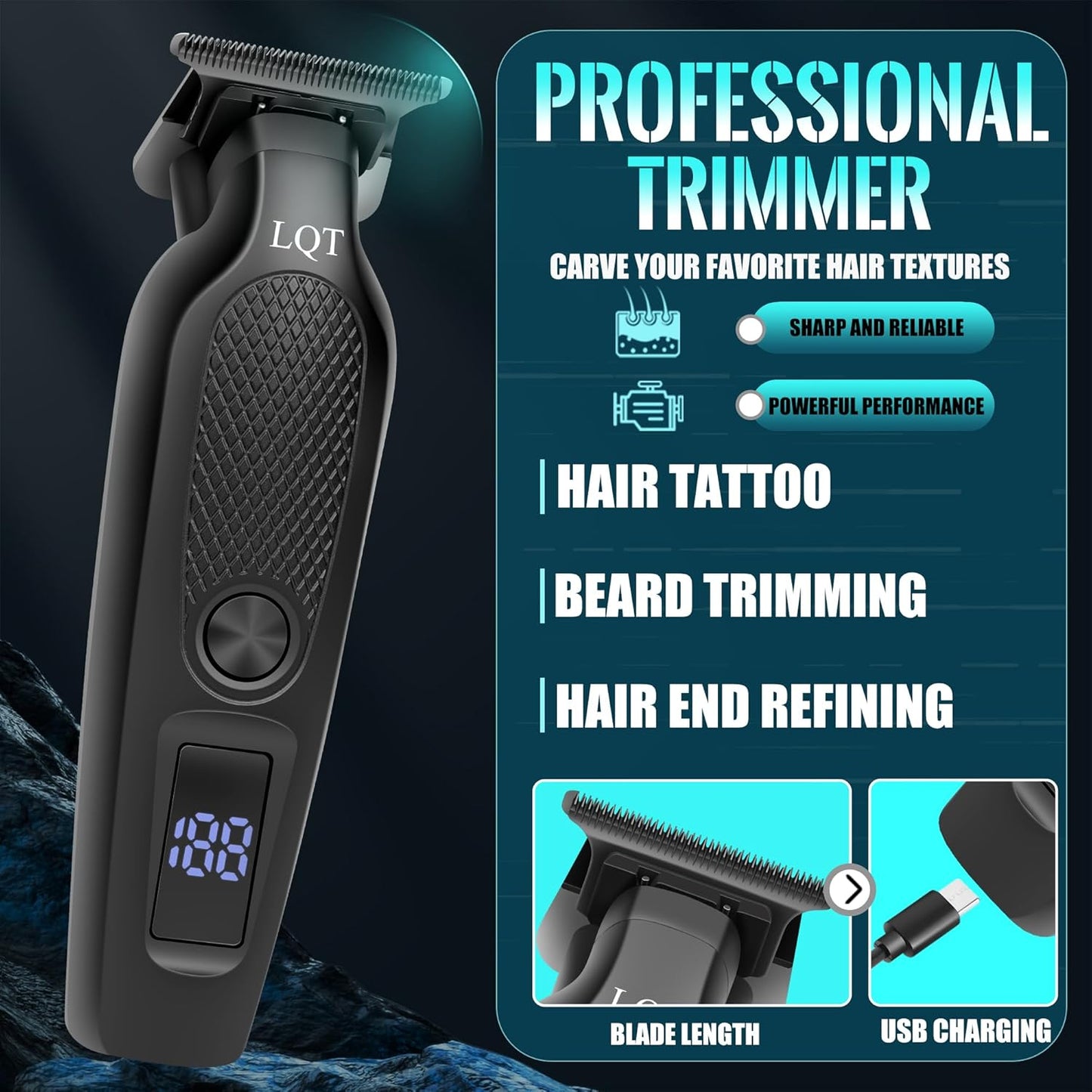 Men’s Grooming Kit - Professional Cordless Hair Clippers & Trimmers Set | LED Display, Adjustable Lever, Multiple Combs