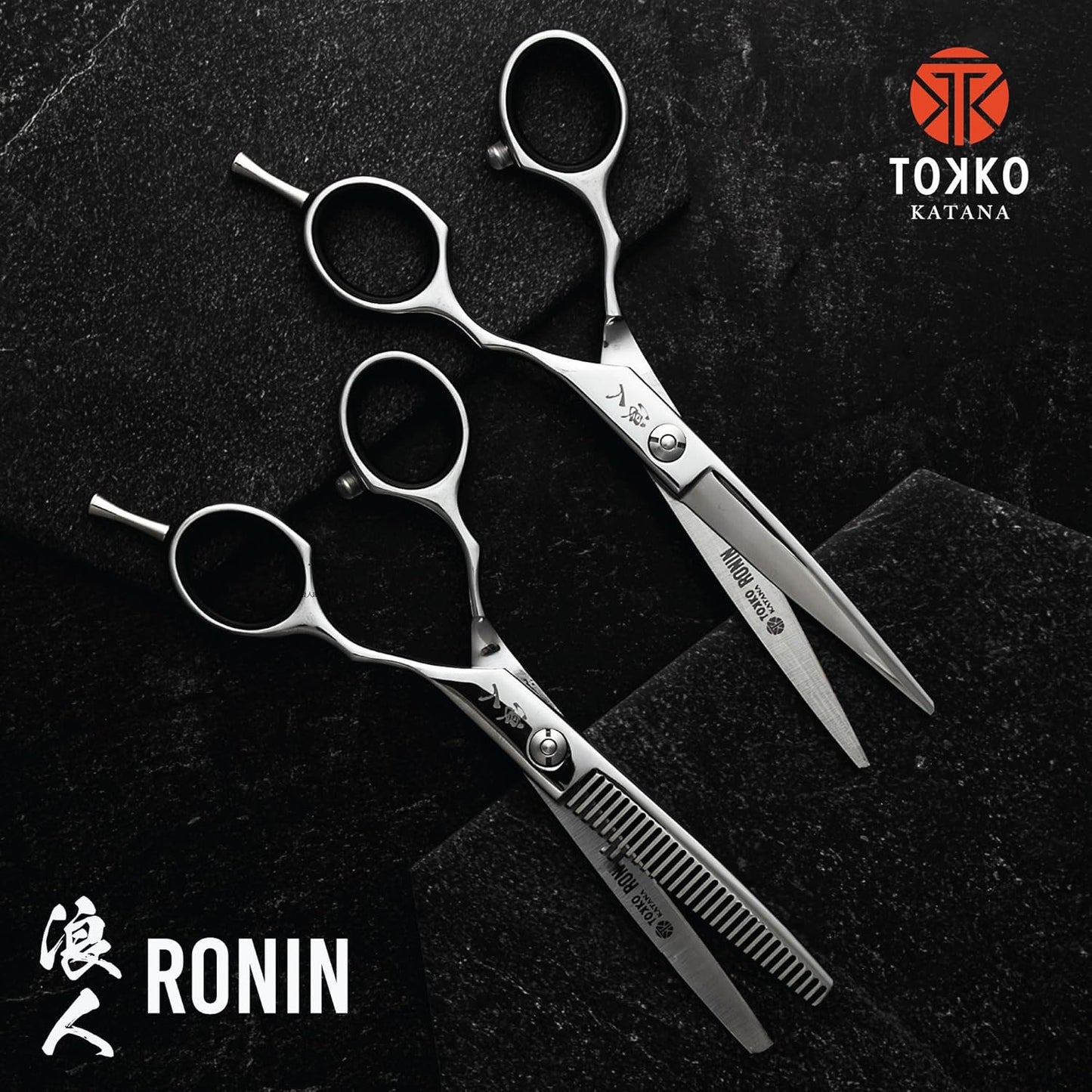 Ronin Hair Cutting Shears Set - 6.5" Professional Stainless Steel Scissors | Regular & Thinning Grooming Kit for Barbers & Stylists