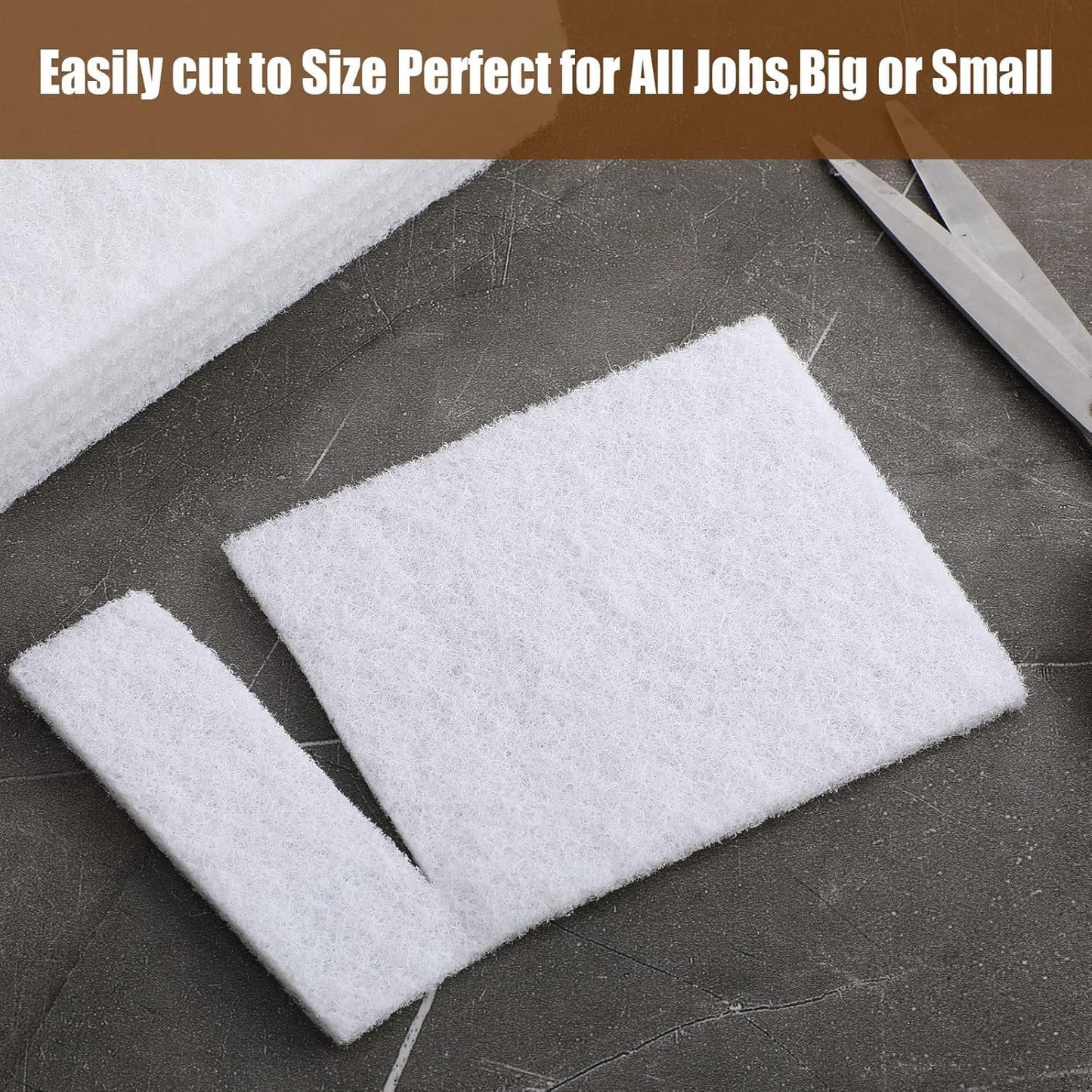Hoolerry 40 Pcs White Scrub Pads Light Duty Scouring Non Woven Pad Non Scratch Abrasive Hand Multipurpose Scouring Sponge Multi Surface Scrubber Pads for Cleaning Polishing Home(6 x 9 Inch,White)