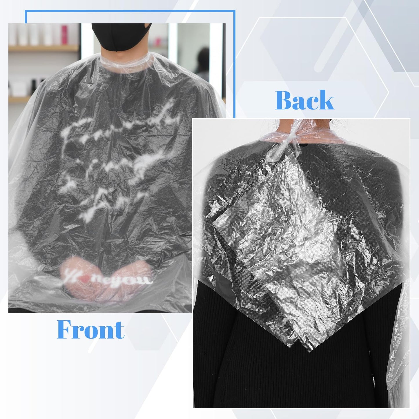 300 Pcs Disposable Hair Cutting Capes, 47.2" x 35.4" Clear PVC Waterproof Salon Capes, Heavy-Duty Barber Cape for Hair Dye, Coloring, Perming, and Styling – Bulk Value Pack