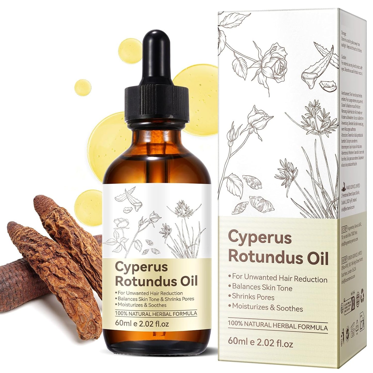 Cyperus Rotundus Oil - 100% Pure Natural Hair Removal Oil | Smooth Skin & Slow Hair Growth, 2.02 fl. oz.