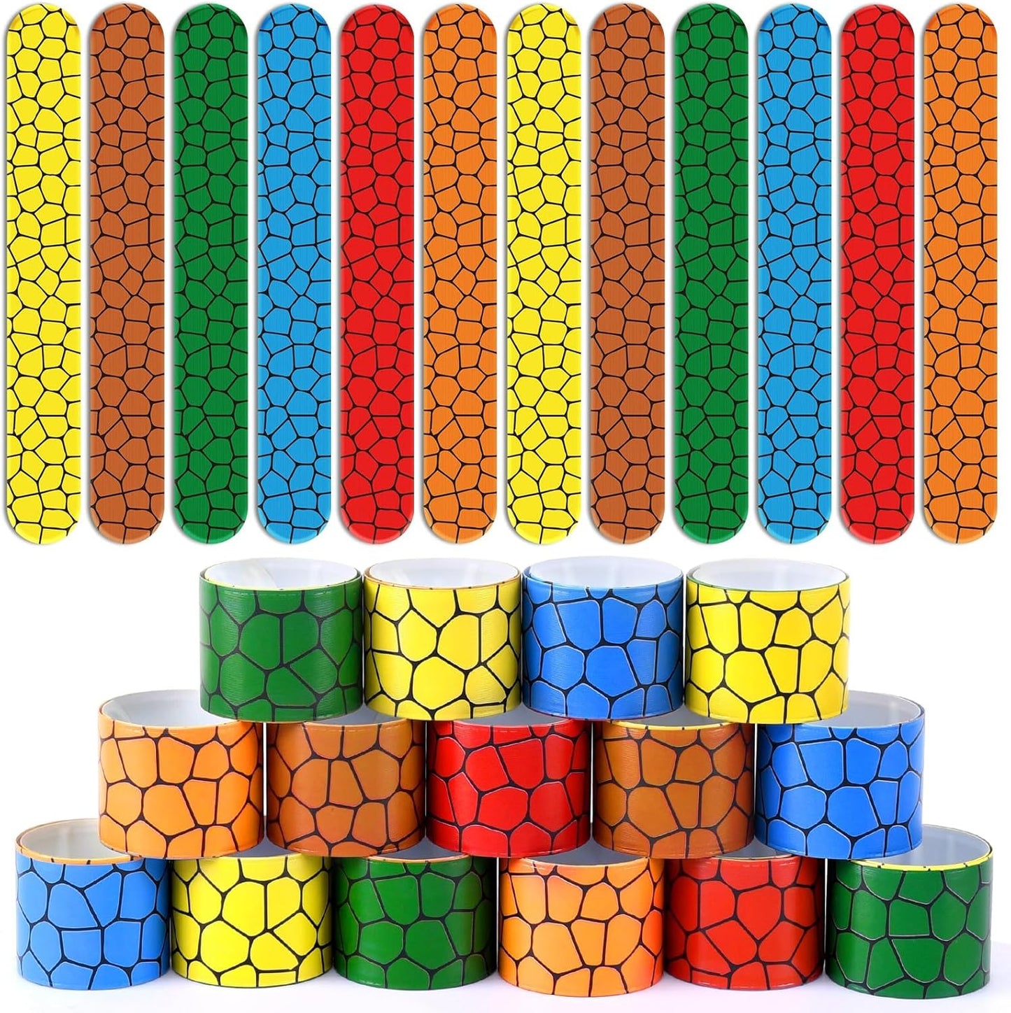 Cartoon Animation Slap Wristbands - 24 Pack Party Favors | Fun Goodie Bag Fillers for Birthday & Theme Parties