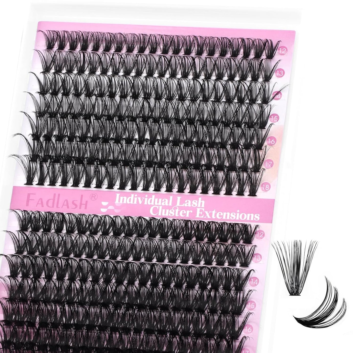 Cluster Lashes - D Curl Wispy Individual Eyelash Extensions for Natural Look | Reusable Fluffy DIY Kit (12-18mm Mix)