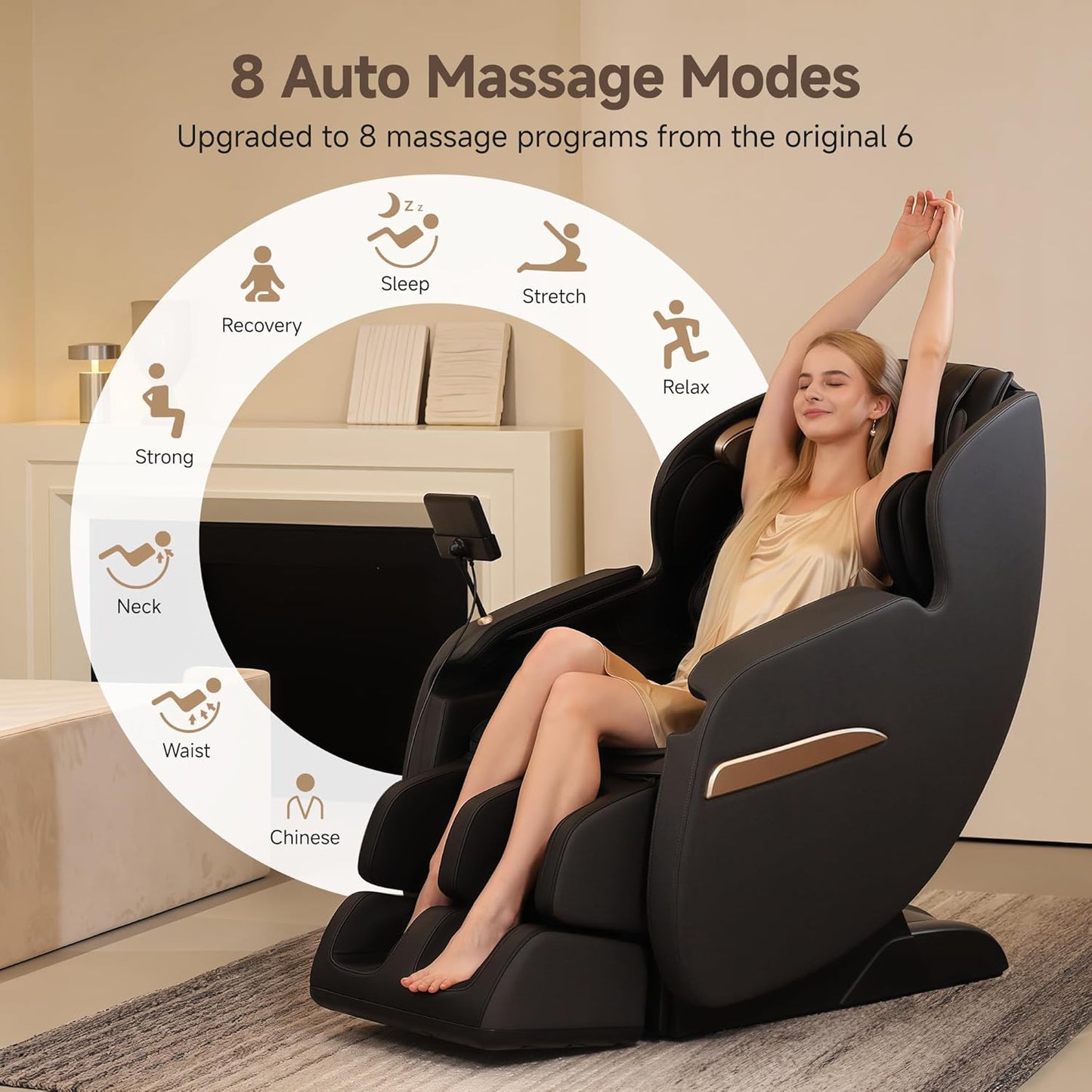 Real Relax 2D SL-Track Massage Chair - Full Body Zero Gravity Recliner with 8 Auto Modes & Upgraded LCD Screen | Black