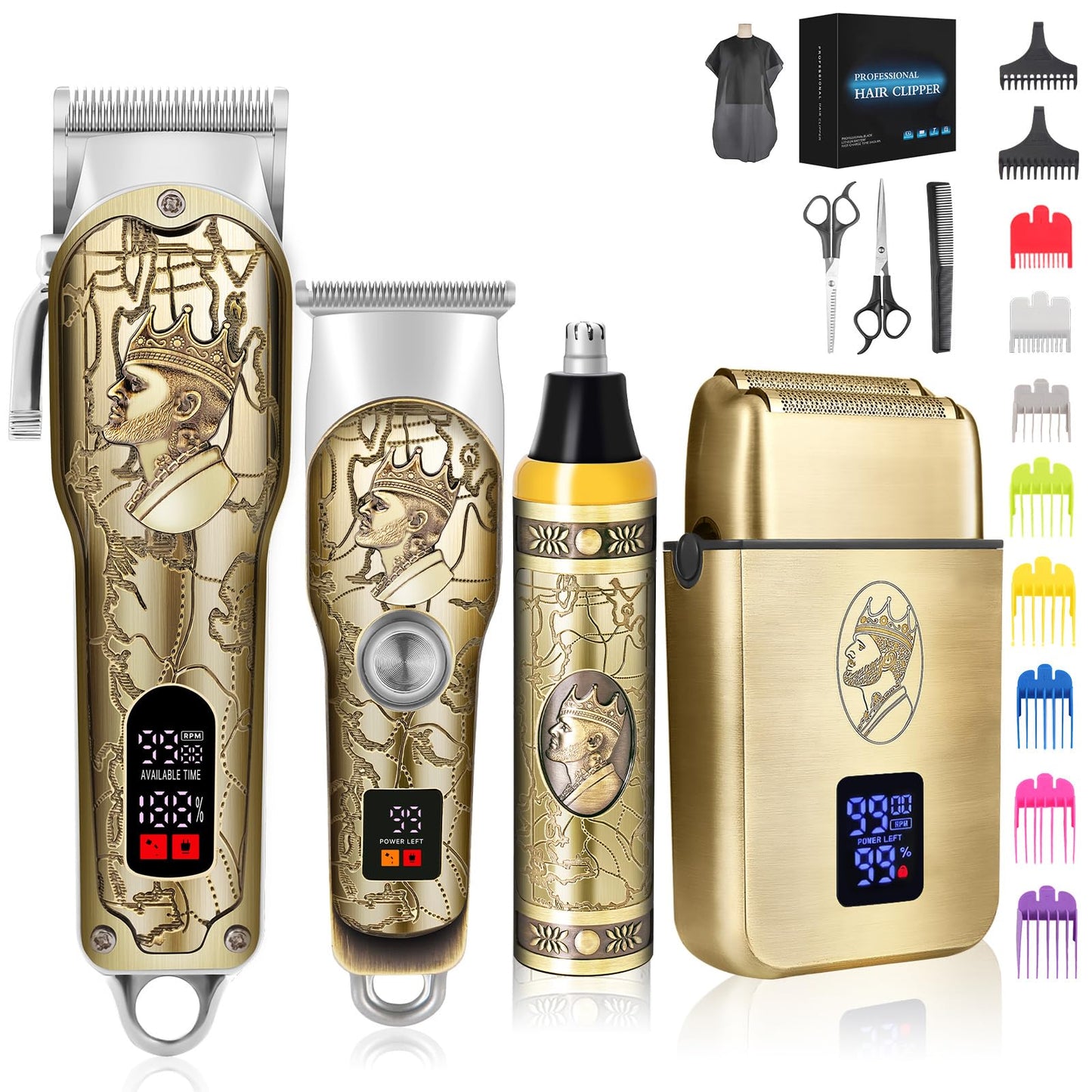 INTRO WILD Professional Hair Clippers for Men Clippers and Trimmers Set, Cordless Hair Clippers, Haircutting Machine with Led Display for Barber Mens Grooming Kit