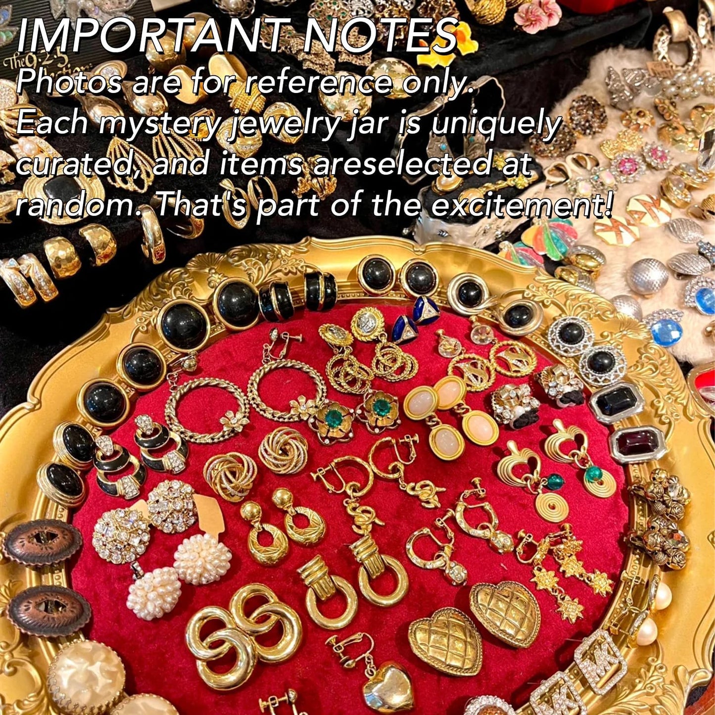 SMUOBT Mystery Box Gold Jewelry - 40-45 Piece Surprise Gold Tone Accessories Set for Women | Necklace, Bracelet, Earrings, Rings Collection for Party, Gift Idea