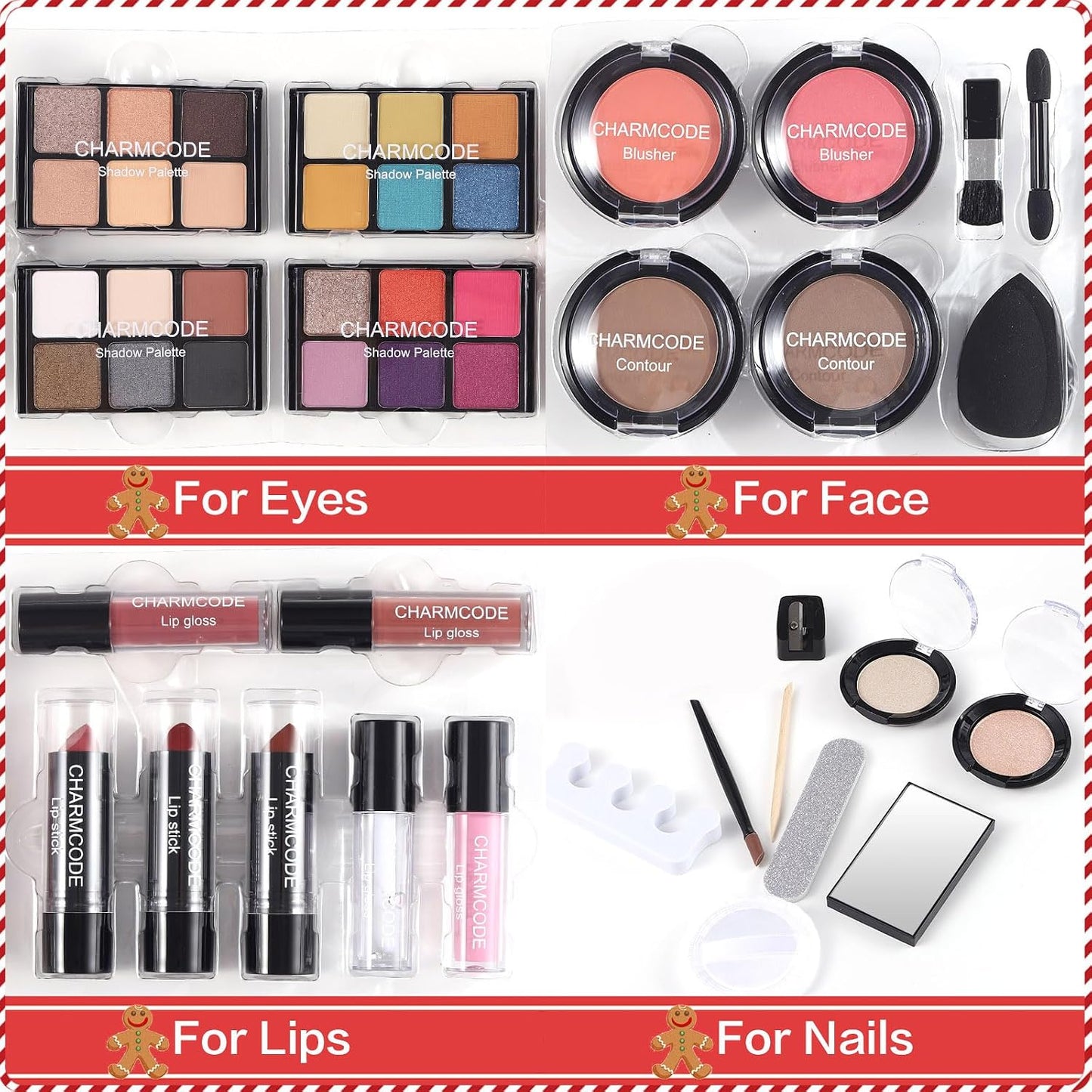 Makeup Kit for Women - Complete Eyeshadow Palette & Lipstick Set | Reusable Train Case Gift for Teens & Pros