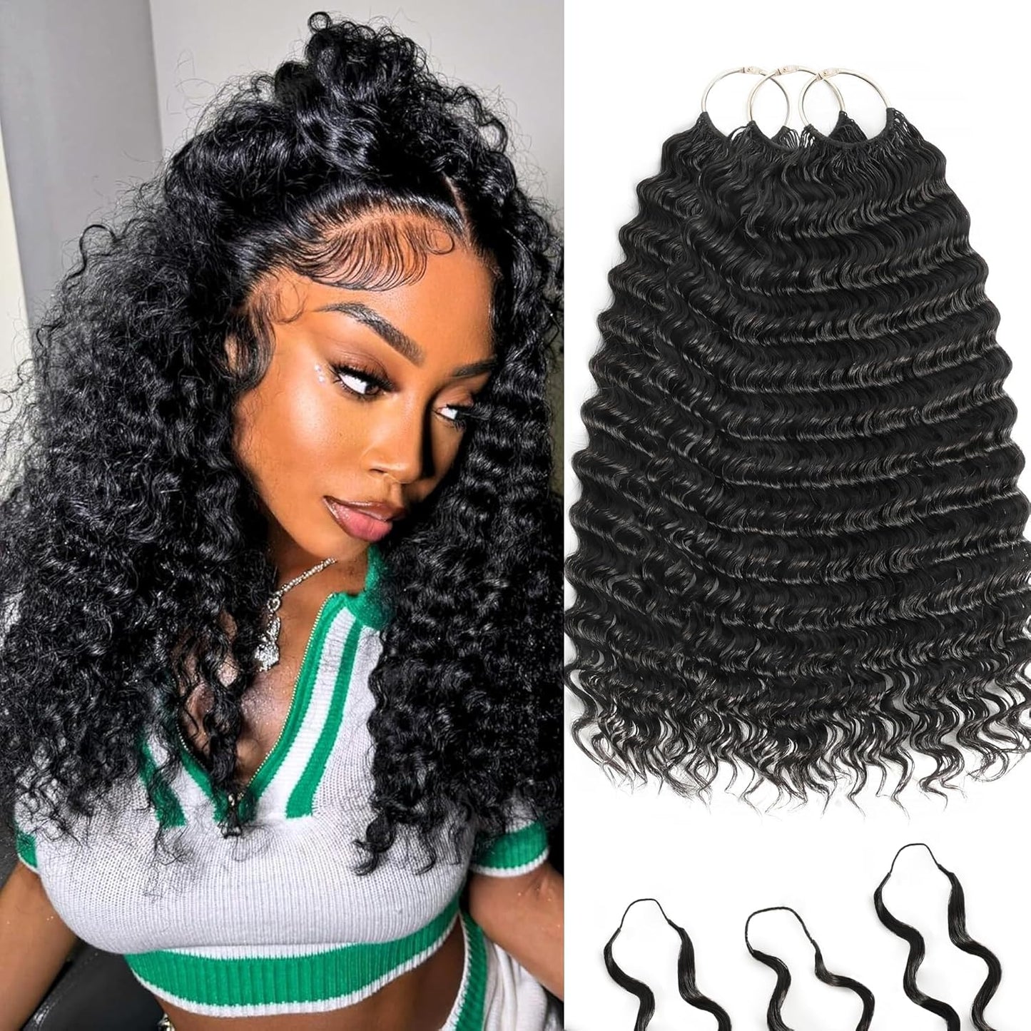 Feather Crochet Hair Extensions - 12 Inch 120g Invisible Miracle Knots for Black Women | Jerry Curly Pre-Separated Natural Black