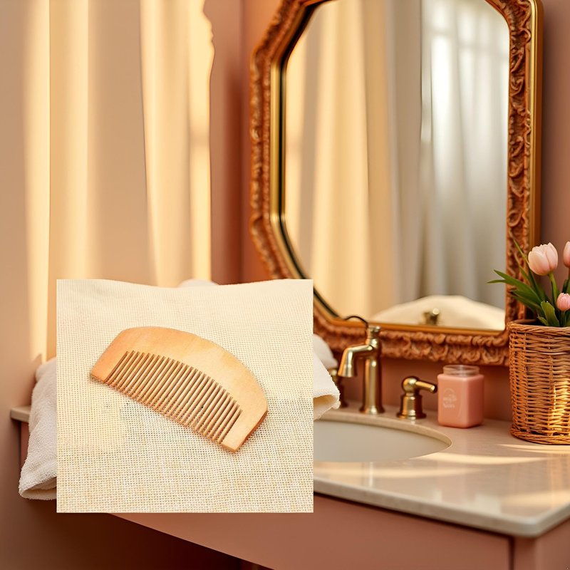 2 Pcs Natural Peach Wood Comb Close Teeth Anti-static Beard Hair Wooden Beauty Massage Detangling Tools Care Accessories, Hair Combs, Styling Tools and Appliances