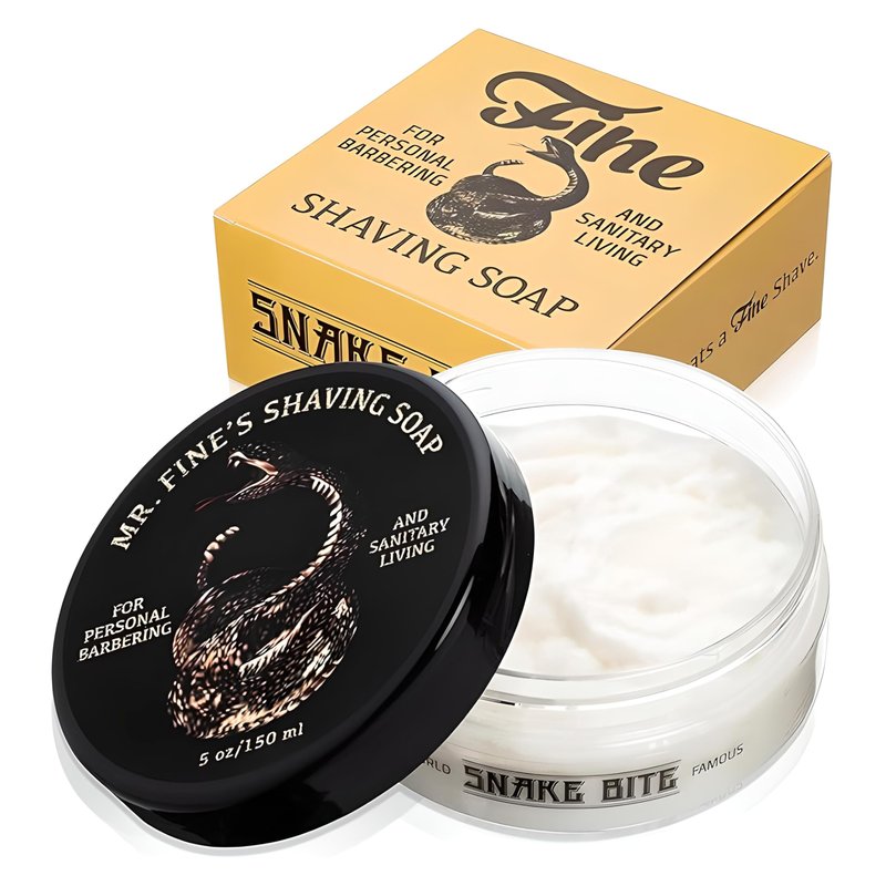 Mr. Fine 21C Men’s Shaving Soap, Builds Thick & Easy Lather, Protects From Razor Burn & Irritation, No Artificial Colors, Made In Italy, 5oz. (150ml), Snake Bite