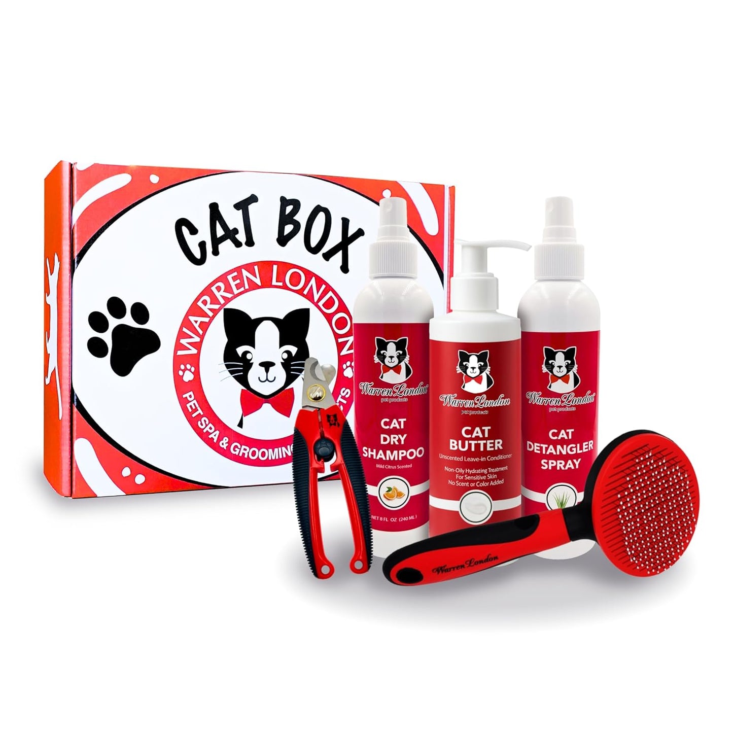 Ultimate Cat Grooming Gift Box - 5-in-1 At-Home Spa Kit with Detangler Spray, Hydrating Butter & Nail Clippers | Perfect Cat Care Essentials