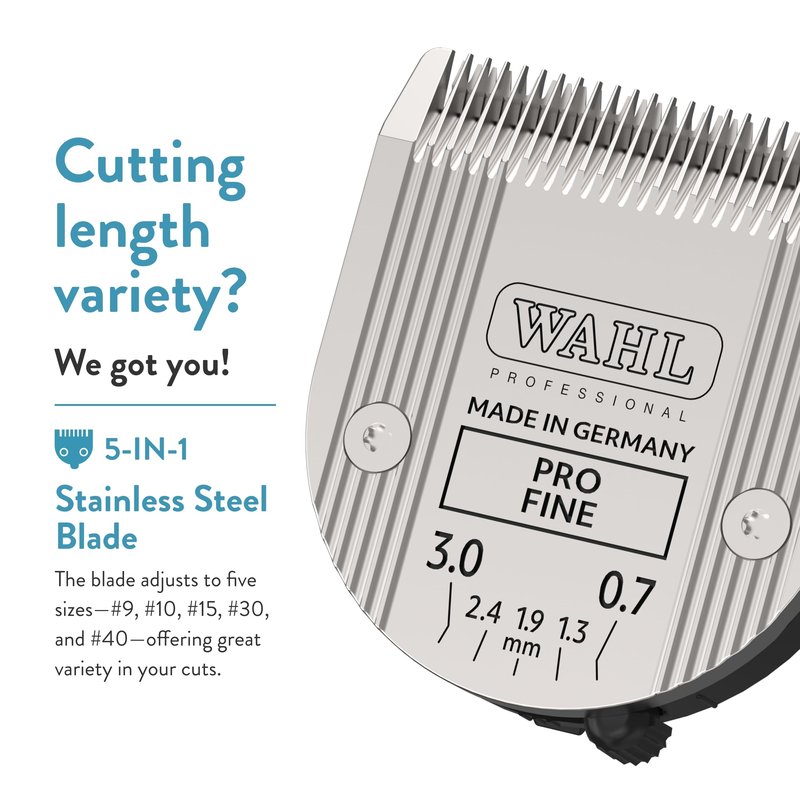 Wahl Professional Animal 5-in-1 Pro Adjustable Clipper Blade - for Arco, 5 Style Groom, Bravura, Chromado, Creativa, Figura & Motion Clippers - Replacement Blades - Silver