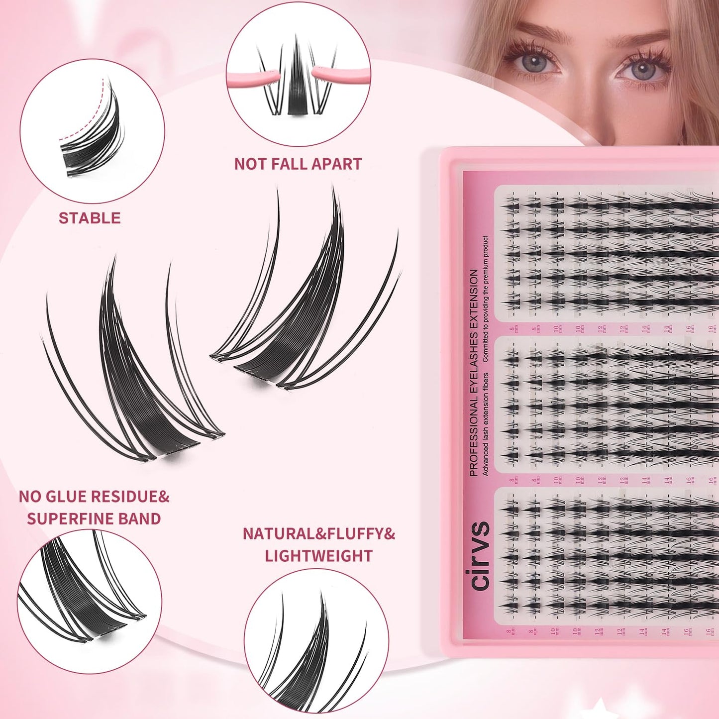 Anime Lash Clusters Kit - Beginner-Friendly Spiky Lashes for Natural Look | 8-16mm with Bond & Tweezers
