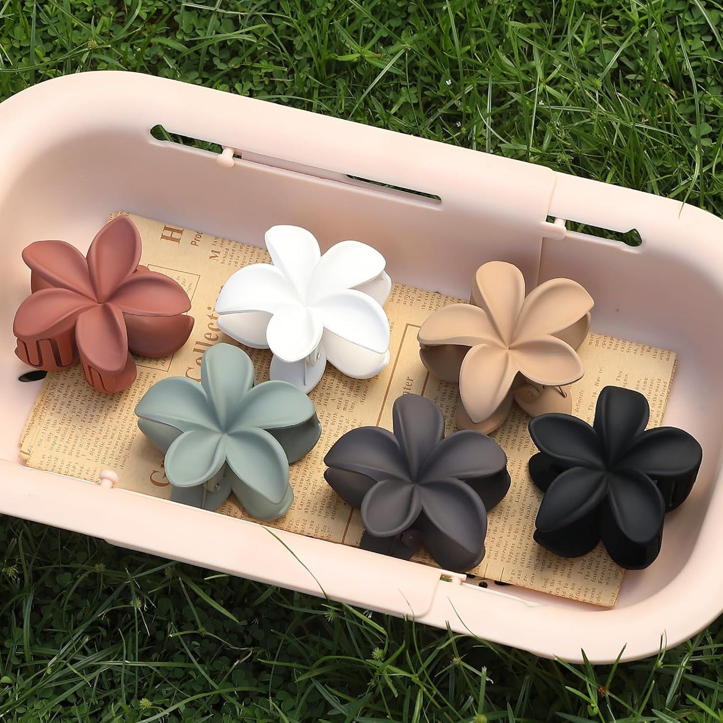 Large Flower Claw Hair Clips - 6 Pcs Hawaiian Style for Thick & Medium Hair | Beach Accessories for Women & Girls