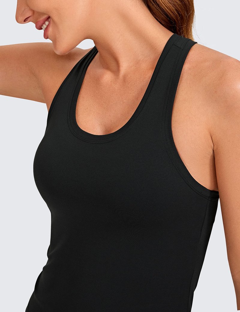 CRZ YOGA Butterluxe Racerback Tank Tops for Women - Yoga Workout Casual Gym Athletic Camisole Tight Sleeveless Shirts Black Small