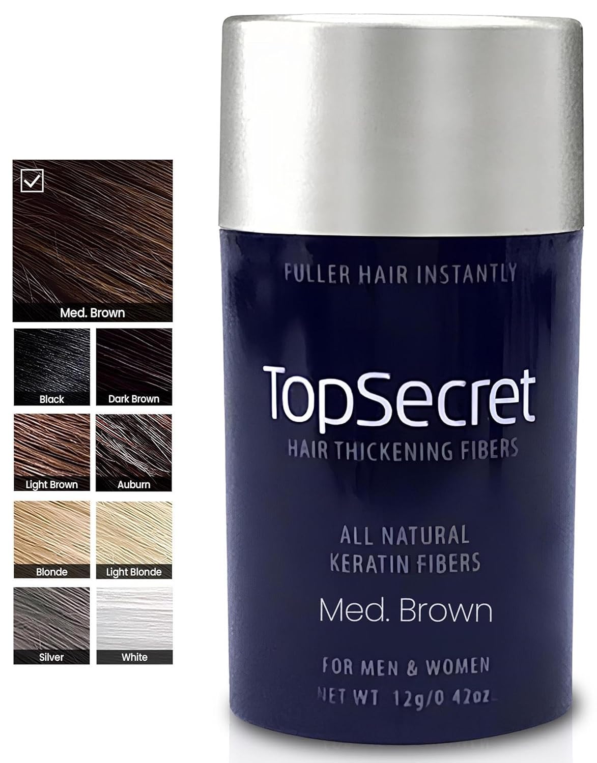 Hair Thickening Building Fibers - Natural & Undetectable Hair Filler for Men & Women | Weather-Resistant (Light Brown, Medium)