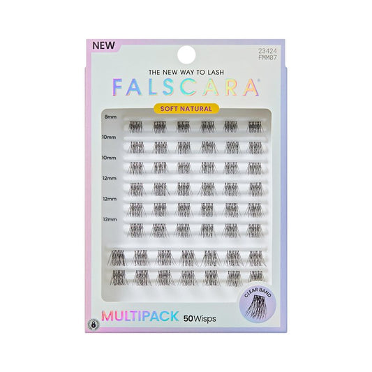 Falscara, False Eyelashes, Lash Clusters, 'Soft Natural', 8mm-14mm, Includes 50 Wisps, Contact Lens Friendly, Easy to Apply, Reusable Lash Clusters