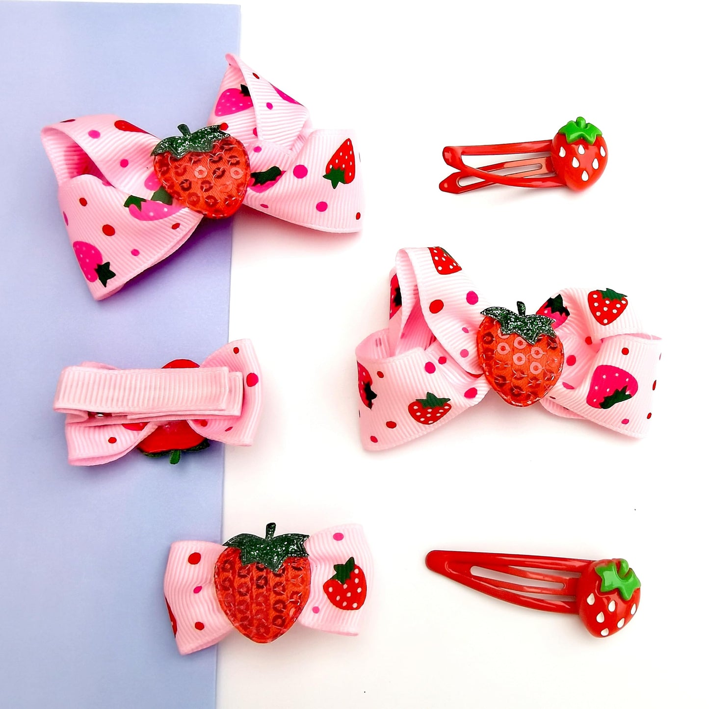 ZANWELL 6Pcs Strawberry Hair Clips Strawberry Hair Accessories for Girls - Pink Hair Bows Fruit Hair Barrettes, Allergen-Free Metal, Non-Slip Girl Hair Bows for Toddlers Kids and Teens Gifts