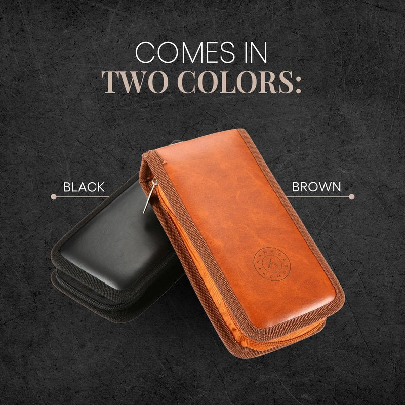 Razor Travel Case - Safety Razor Case, Straight Razor Case, Disposable Razor Case, Elegant Travel Razor Case For Your Razor & Brush, Keeps Razor & Brush Clean, Travel In Style, Great Gift (Black)