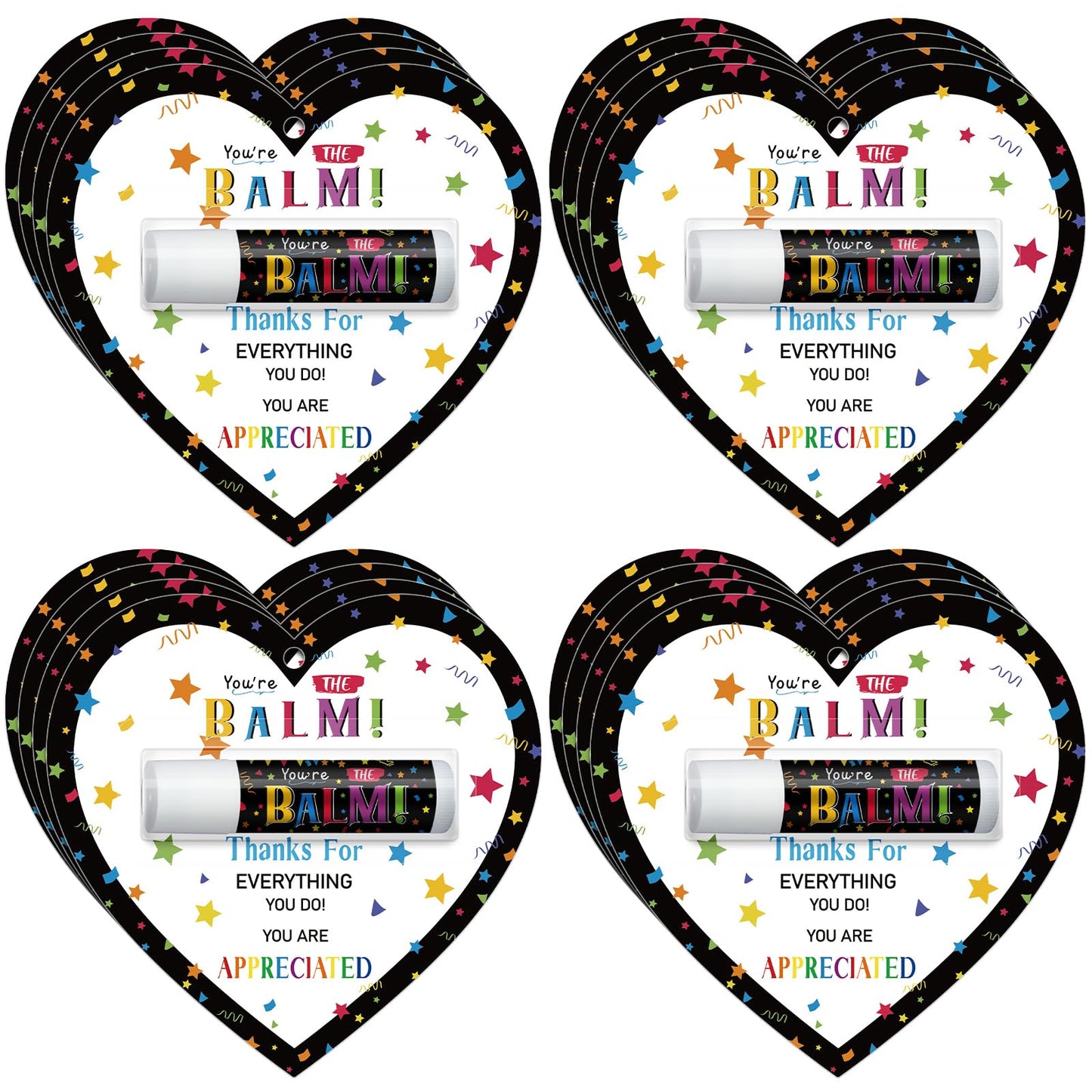 30 Pack Back to School Employee Teacher Appreciation Gifts Bulk Lip Balm Teacher Employee Staff Team Heart Thank You Gift You're the Balm Volunteer Appreciation Party Favors for Women Men Coworkers