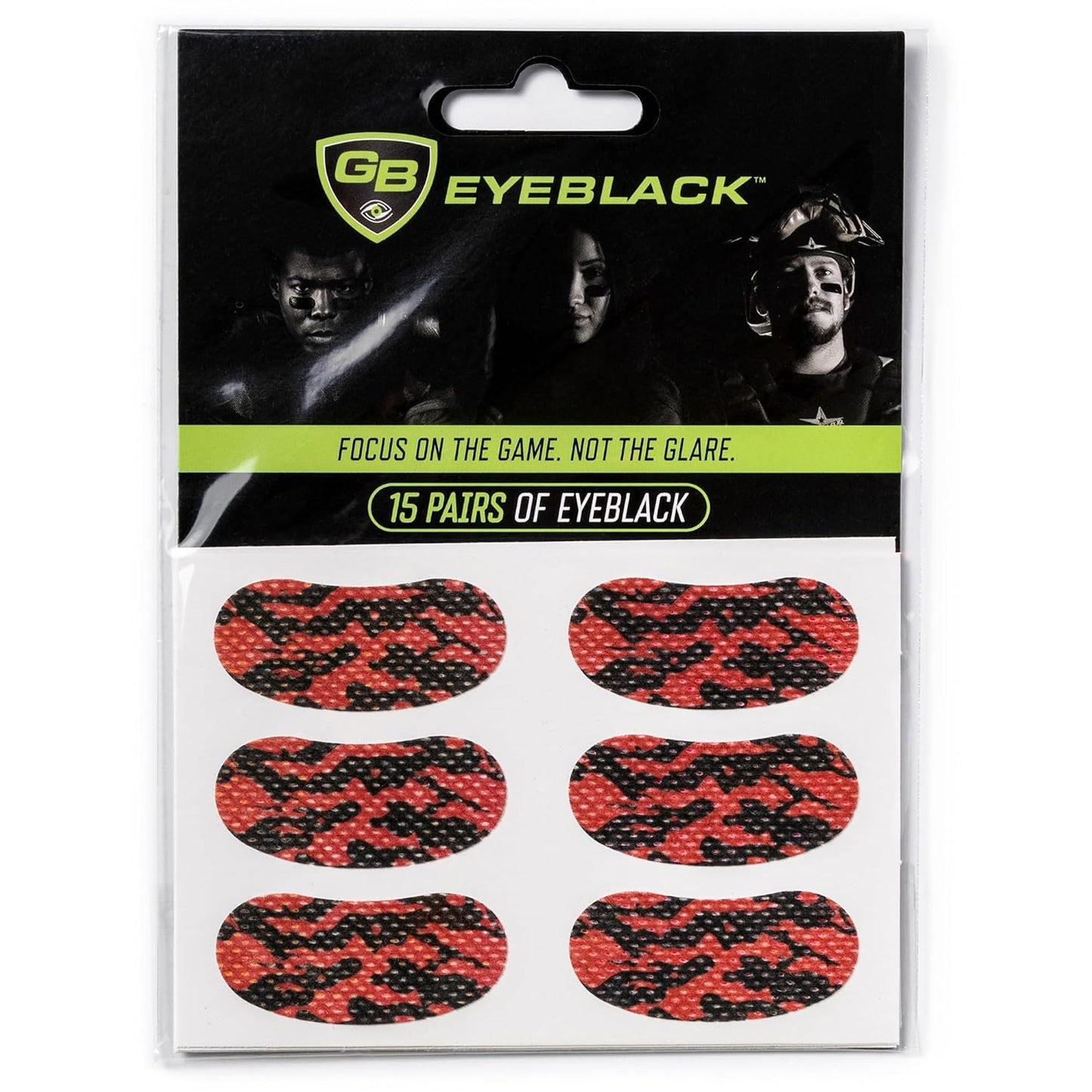 Breathable Eye Strips - Peel & Stick Athletic Eyeblack Stickers for Baseball, Football, Softball, Lacrosse | Black - 15 Pairs