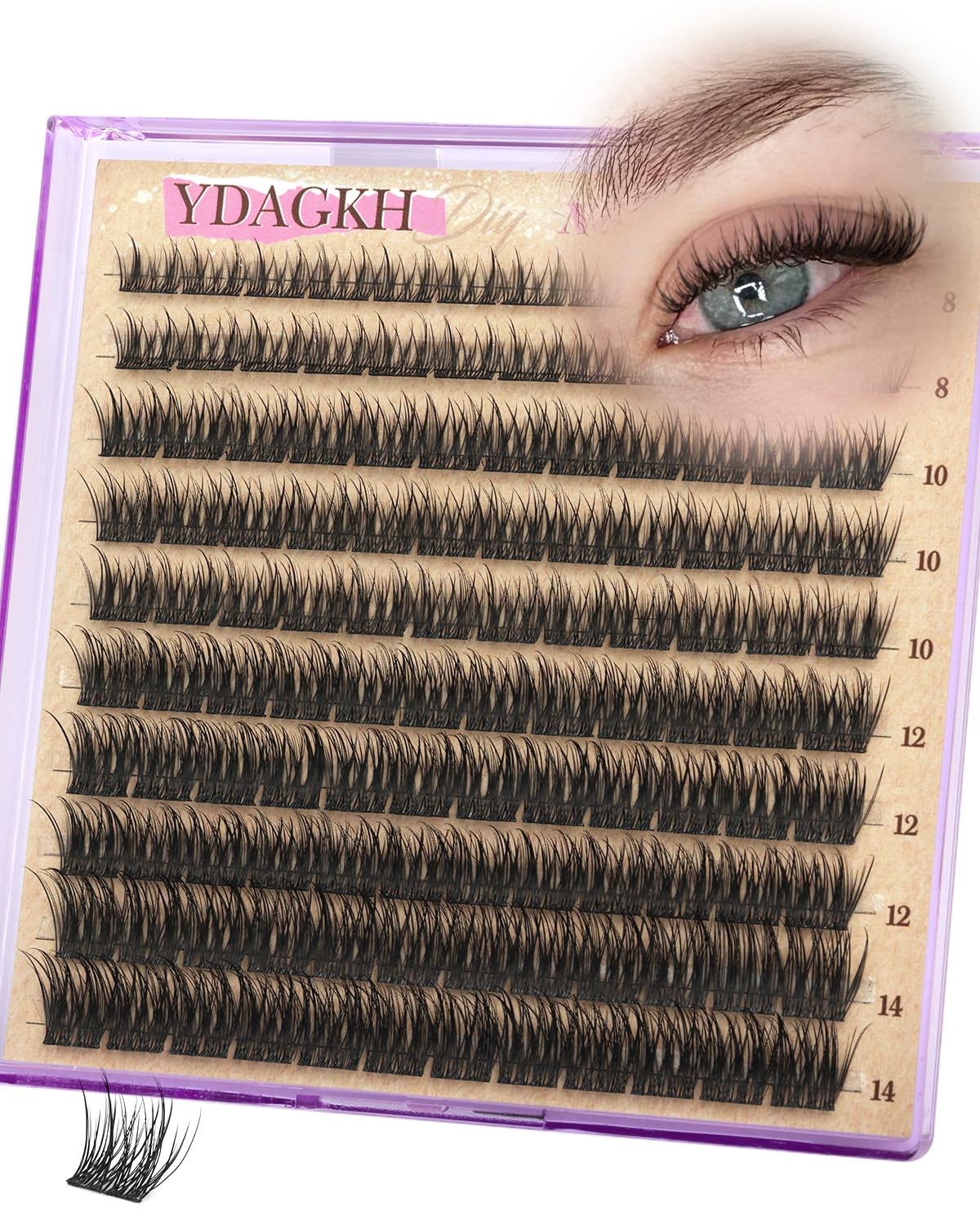 Natural Eyelash Clusters - Short Spiky Wispy Extensions 8-14mm | Ultra-Thin Band C Curl DIY Lashes