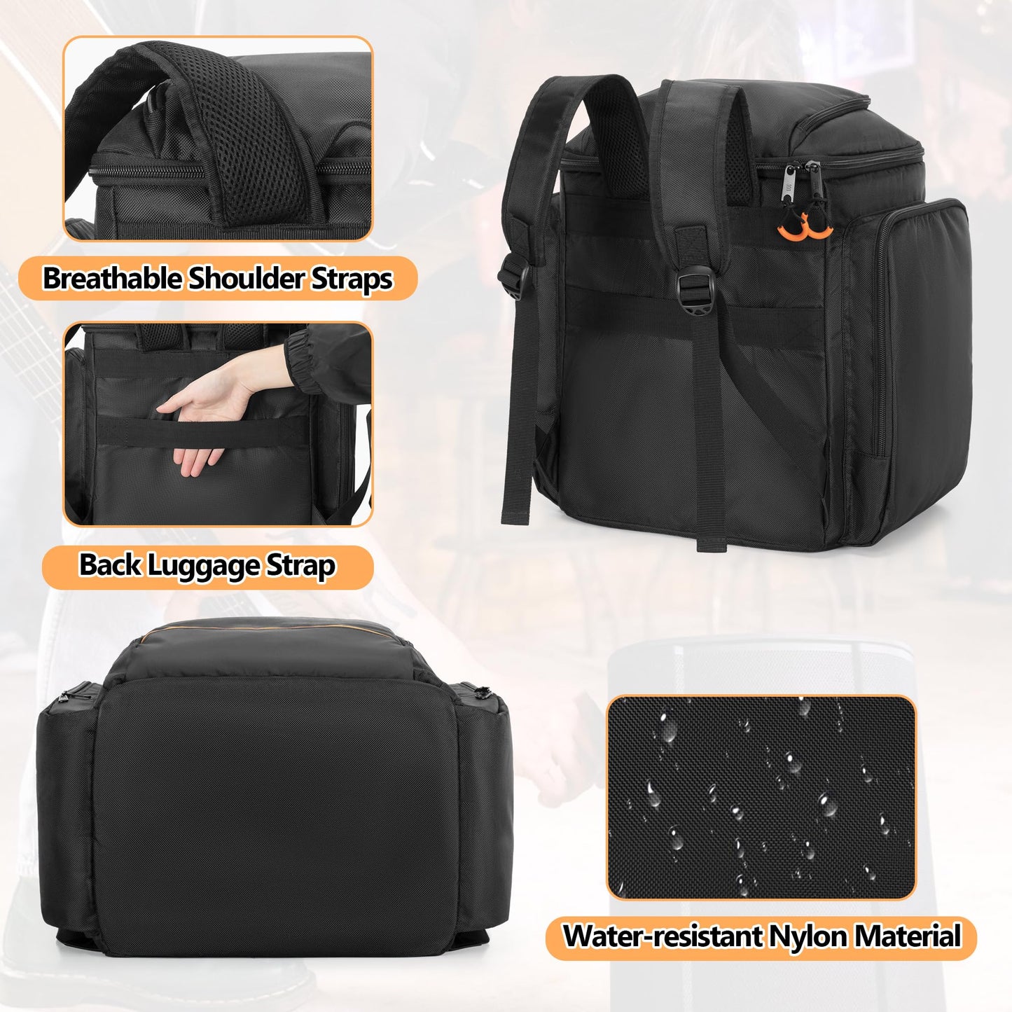 CURMIO Travel Carrying Case Backpack Compatible with Bose S1 Pro/ S1 Pro+ Portable Bluetooth Speaker, Bluetooth Speaker Bag with Shoulder Straps for Microphone, Charger, Cable (Patent Pending)