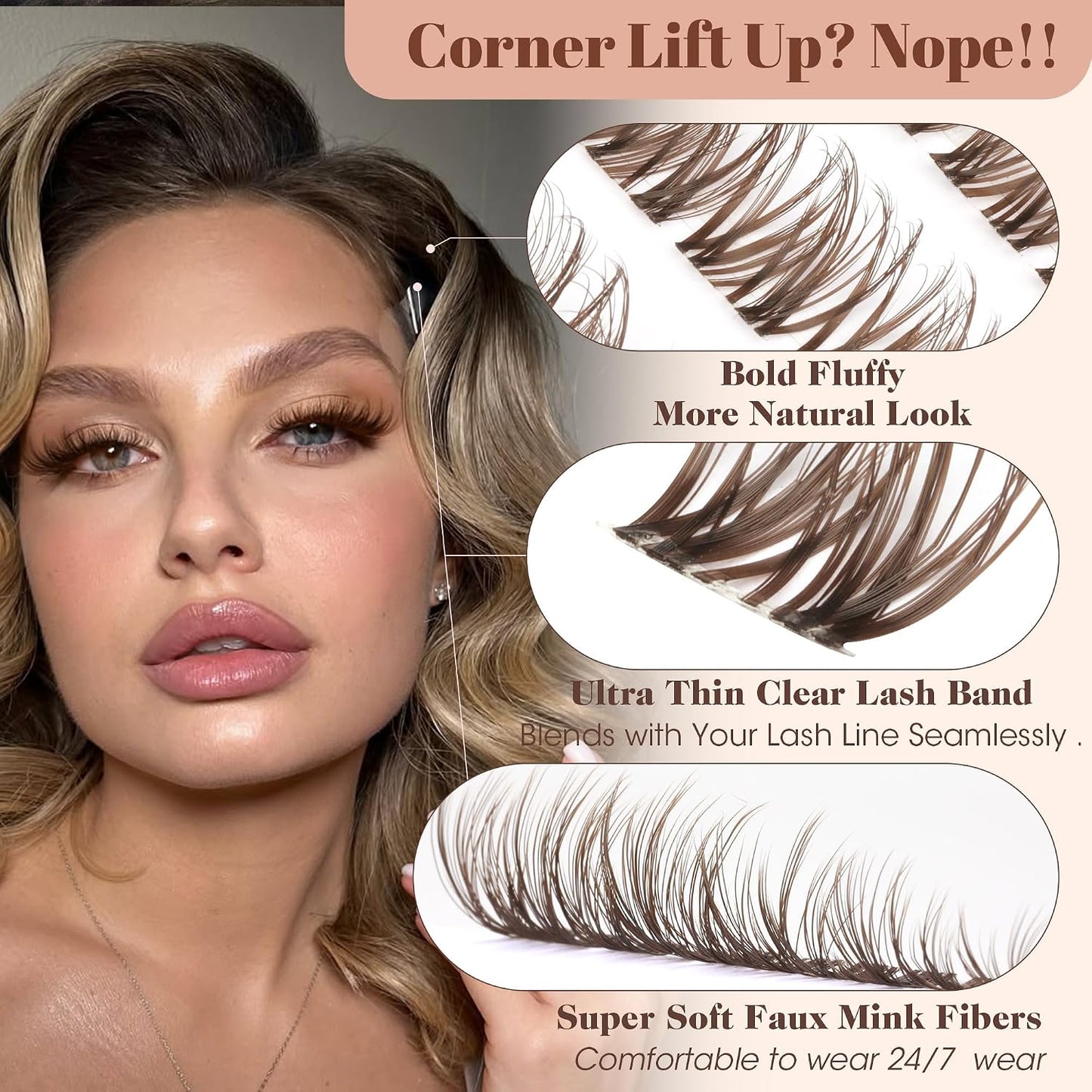 Brown Lash Clusters - Wispy Spider Lashes for Natural Look | 10-16MM DD Curl Eyelash Extensions