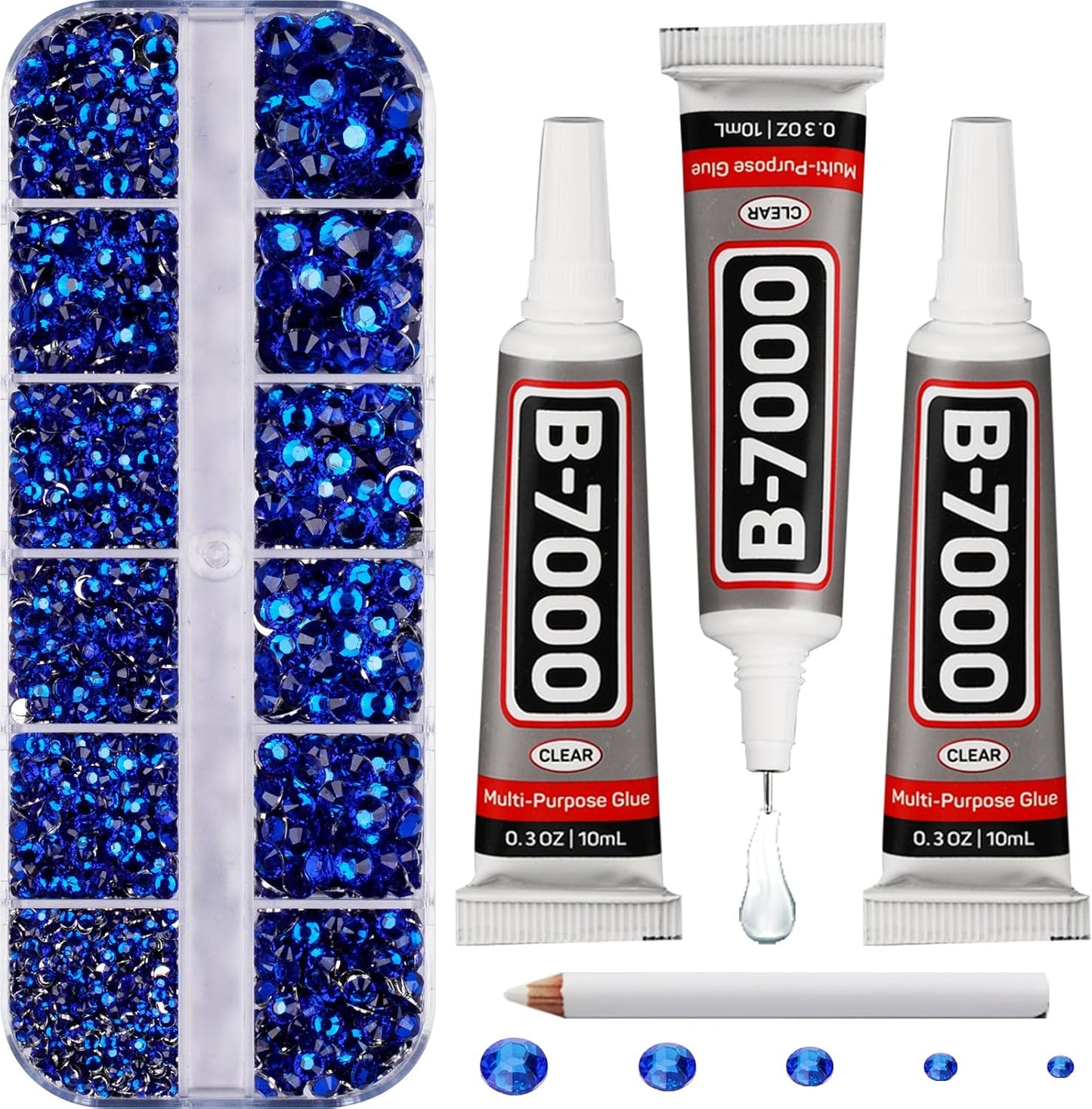 Red Rhinestones Bedazzler Kit - 6500 Pcs Flatback Crystals & B7000 Glue | 2-6mm Resin Gems for Crafts, Clothes, Shoes, Nails