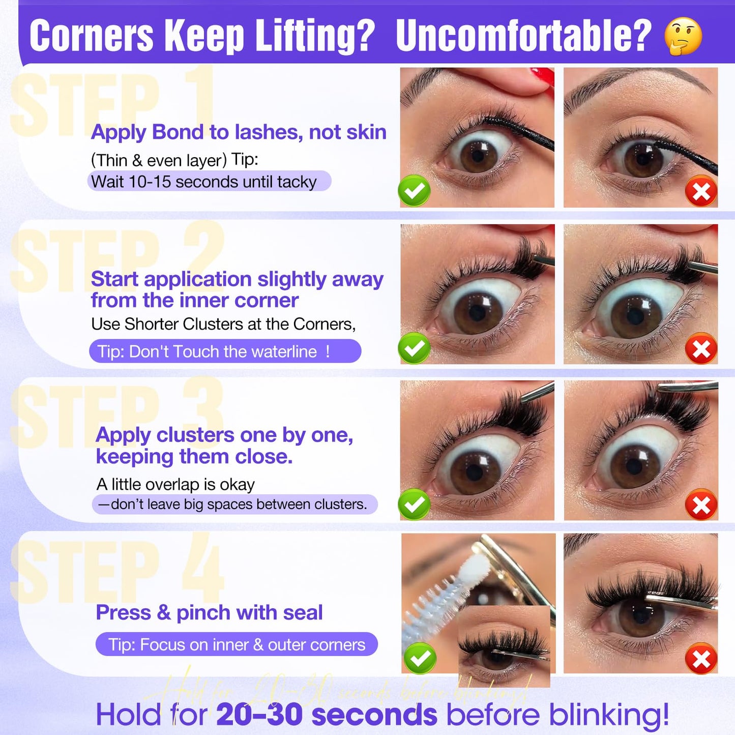 Fluffy Lash Clusters Kit 150D+200D+300D Thick Volume Cluster Eyelash Extensions 12-25mm Dramatic Long Eyelash Clusters Kit Wispy D Curl Cluster Lashes with Bond and Seal Lash Tweezers by Yawamica