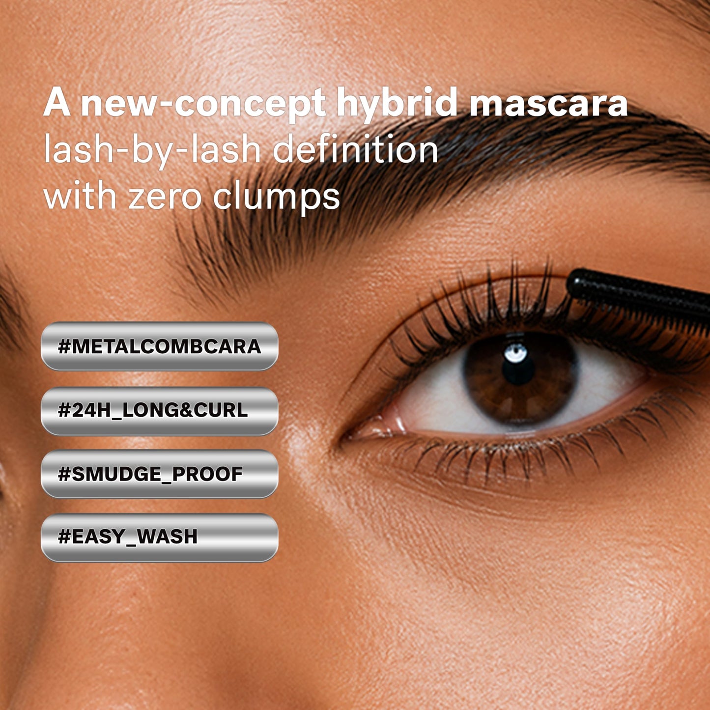 AMUSE SEOUL Long Fix Metal Mascara (01 BLACK) - Tubing Mascara, Smudge Proof, Clump Free, Flake Proof, 2 in 1 Comb Iron Wand, Defining, Curling, Volumizing, Superproof, Vegan, Korean Makeup