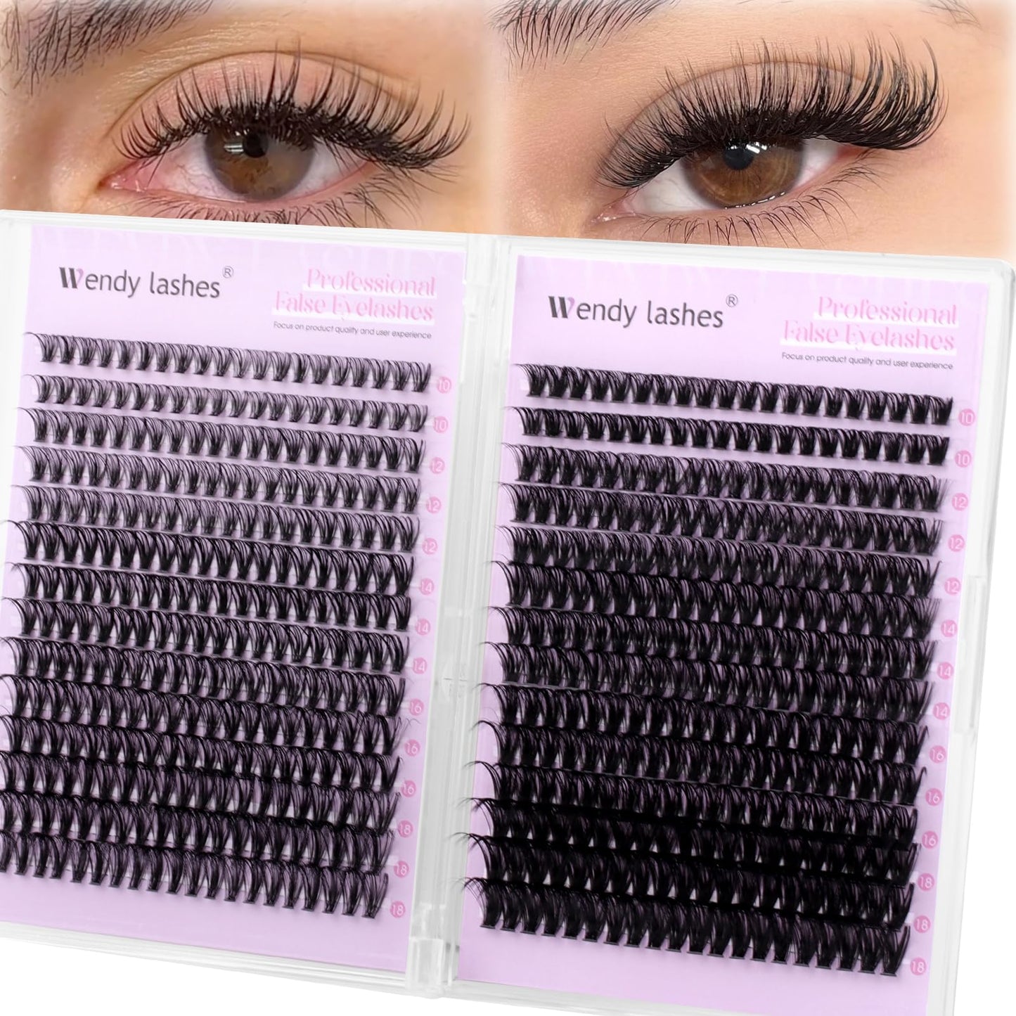 WENDY LASHES Lash Clusters 40D+60D Eyelash Clusters 560PCS Wispy Individual Lashes, 10-18MM D-curly Lash Extension DIY Cluster Eyelash Extensions for Beginners