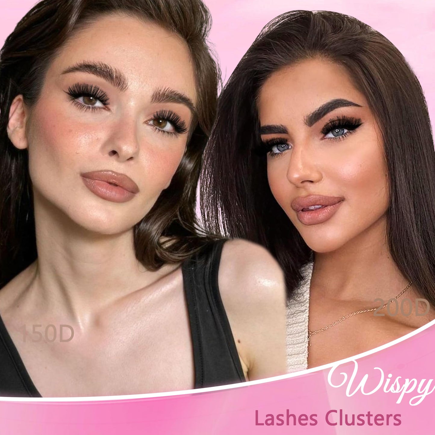 Lash Clusters Kit 150D+200D Thick Lash Clusters Eyelash Extension Kit 12-20mm Individual Lashes Kit with Lash Bond and Seal, Lash Tweezers for DIY Lashes Extension by INSPEAUTY