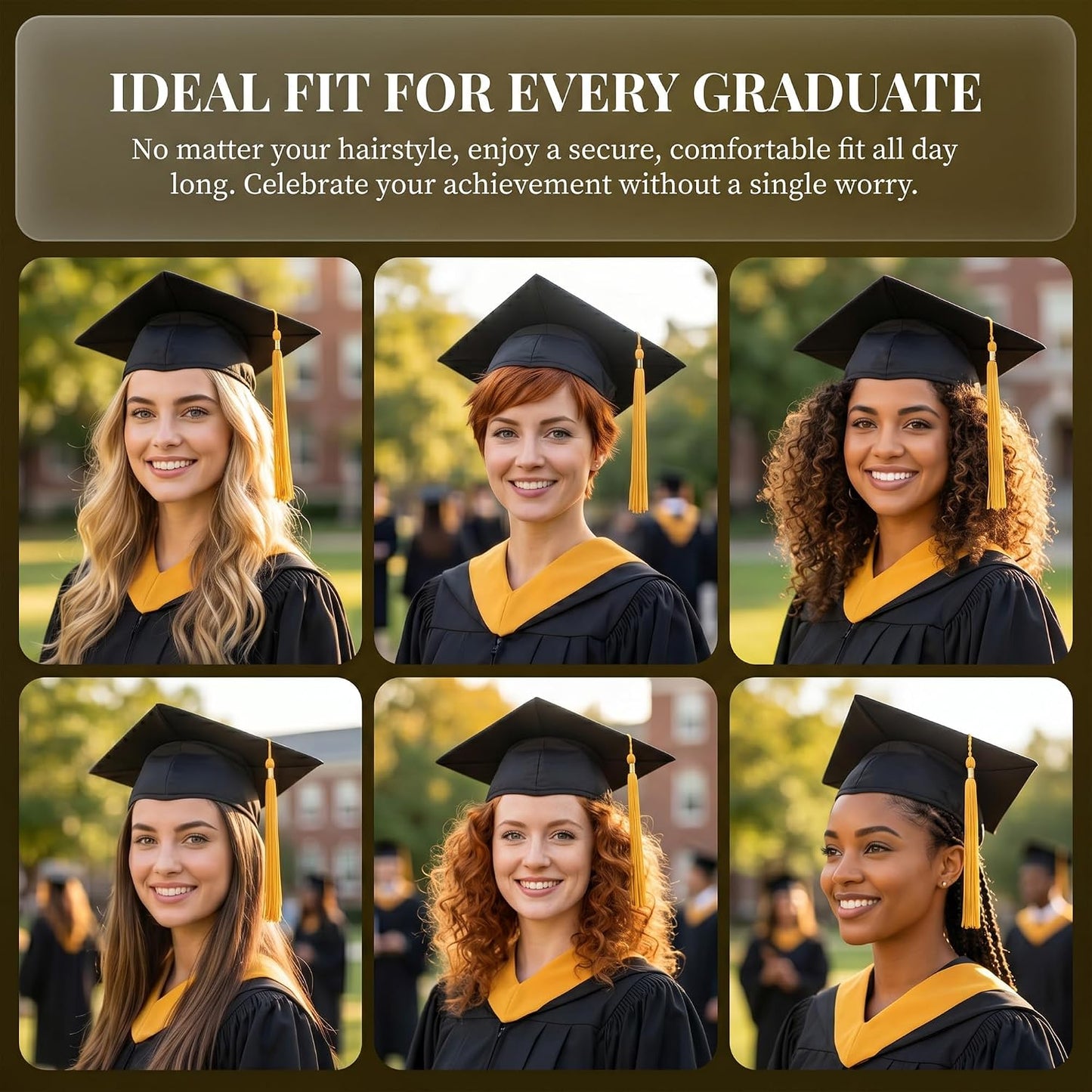 Graduation Cap Headband Kit - 2 Pack Anti-Slip Hair Band with 4 Clips for Secure Fit | Perfect for Graduates & Students