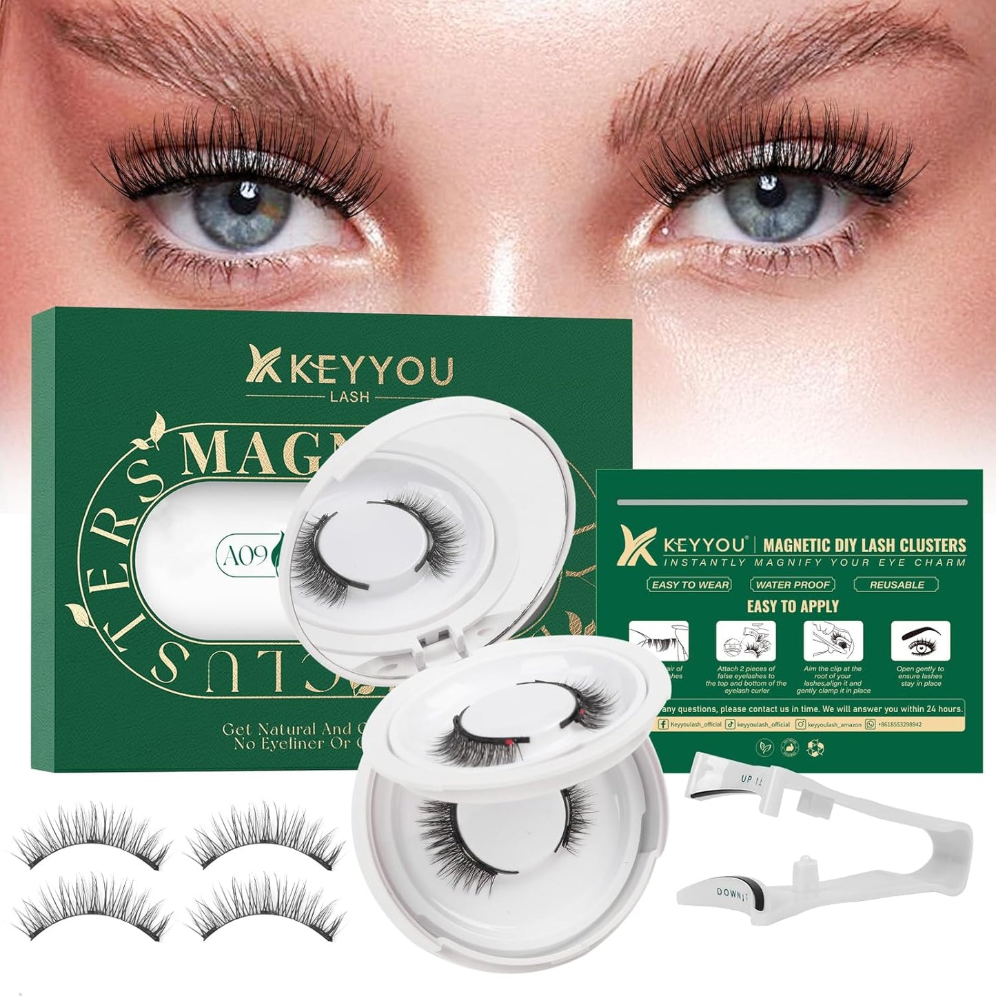 KEYYOU 3D Eyelash Clusters - 280pcs Wispy Volume Lashes | 80D D Curl, 9-18mm Mix