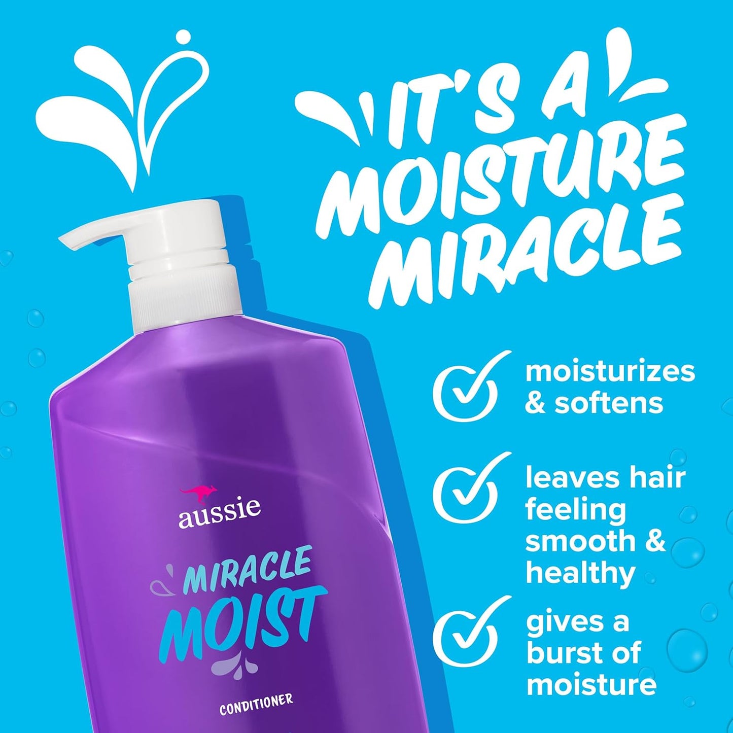 Aussie Miracle Moist Conditioner - Avocado & Jojoba Oil, Paraben-Free, 26.2 fl oz