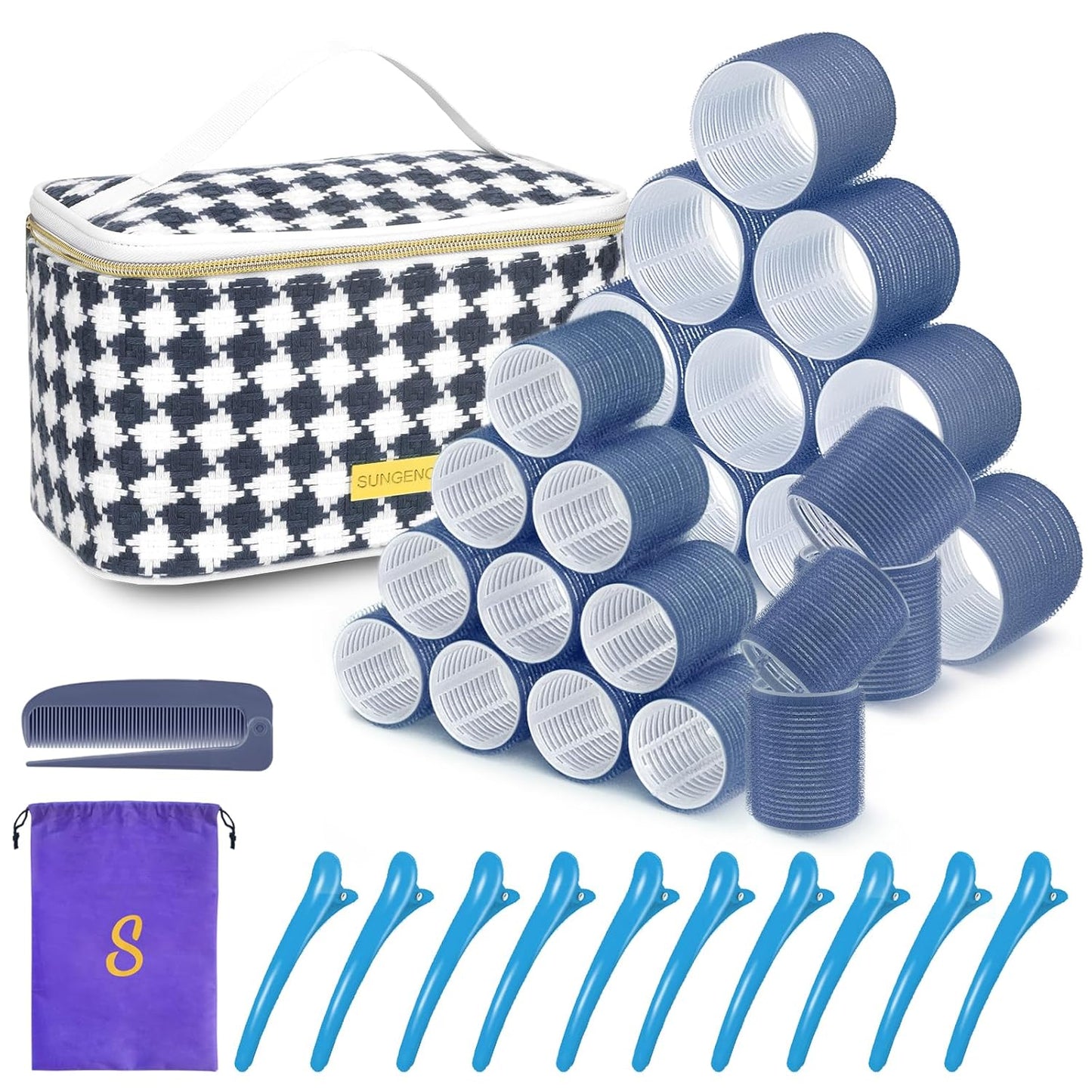 Hair Roller Set - 18 Pcs Curlers with Clips & Comb for DIY Hairstyles | 3 Sizes Included