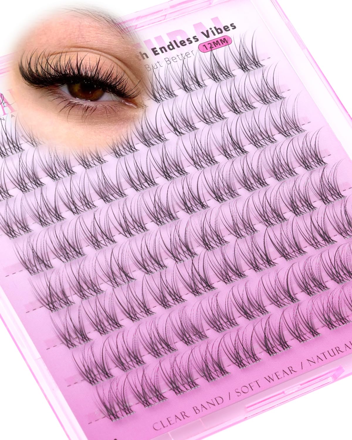 Natural Lash Clusters - Wispy Eyelash Extensions for DIY Glam | 8-14mm Lengths with 6mm Bottom Lashes