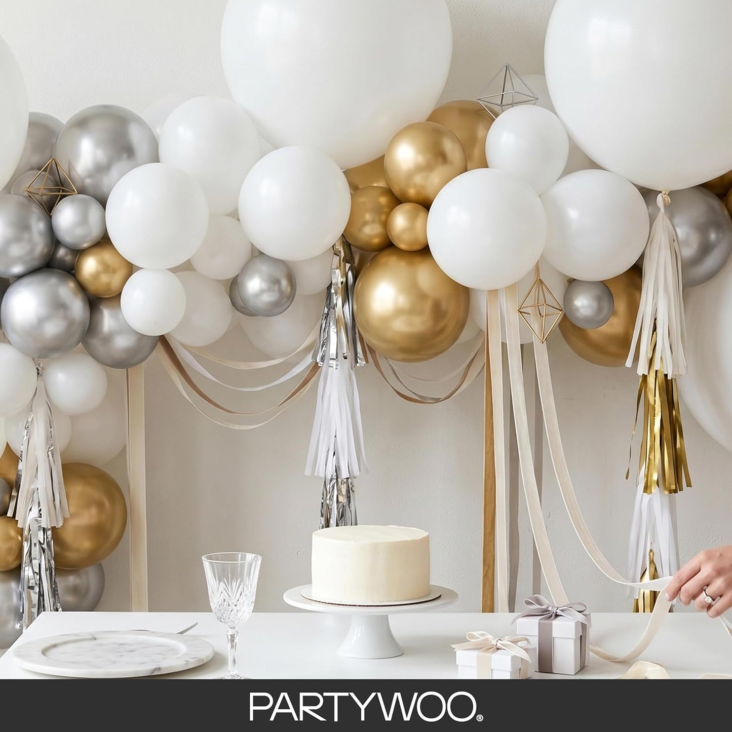 White Latex Balloons - 155pcs Matte White Balloon Arch Kit | 18", 12", 10", 5" for Weddings & Parties
