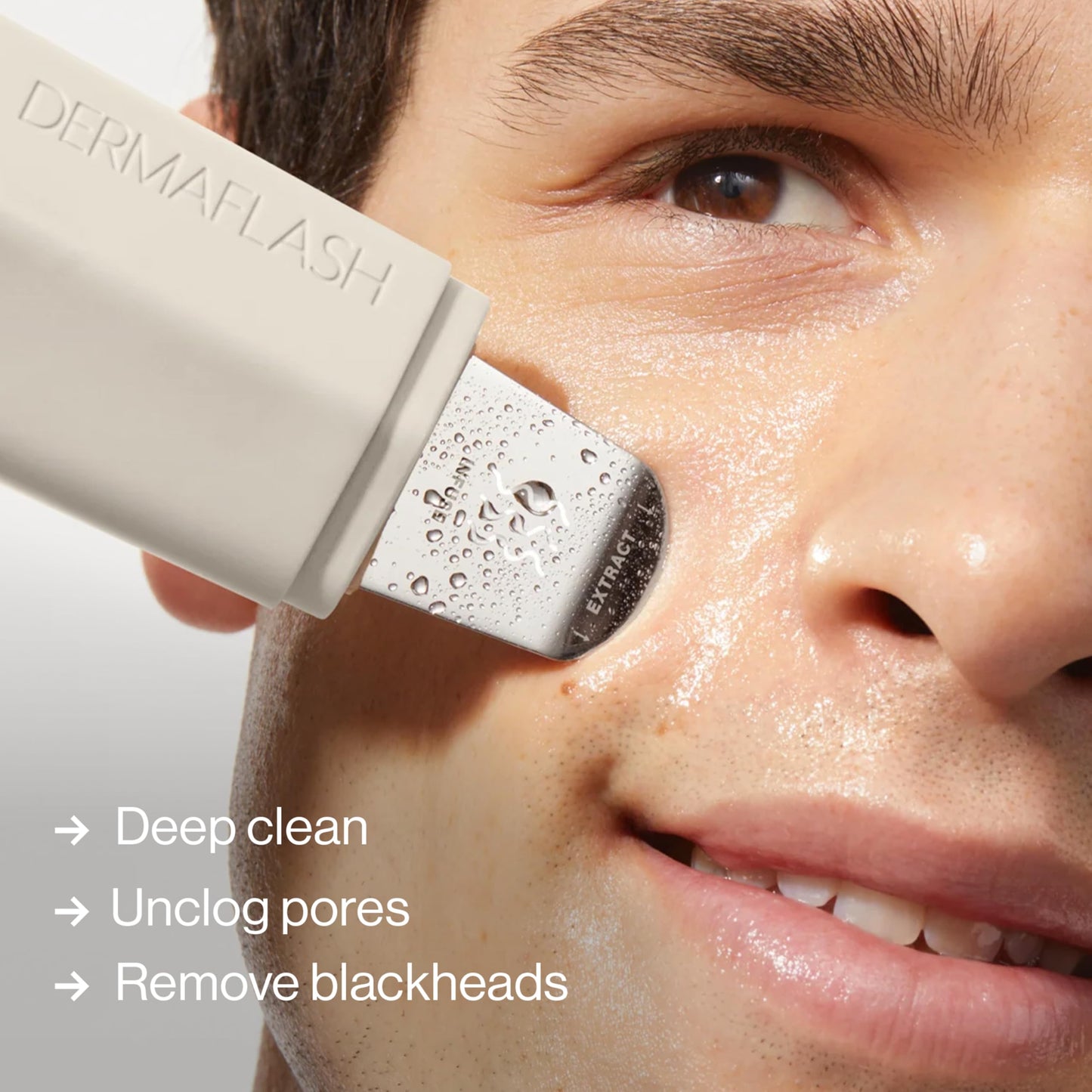 DERMAFLASH DERMAPORE+ Skin Care Device, Ultrasonic 2-in-1 Pore Extractor and Skincare Infuser, Stone