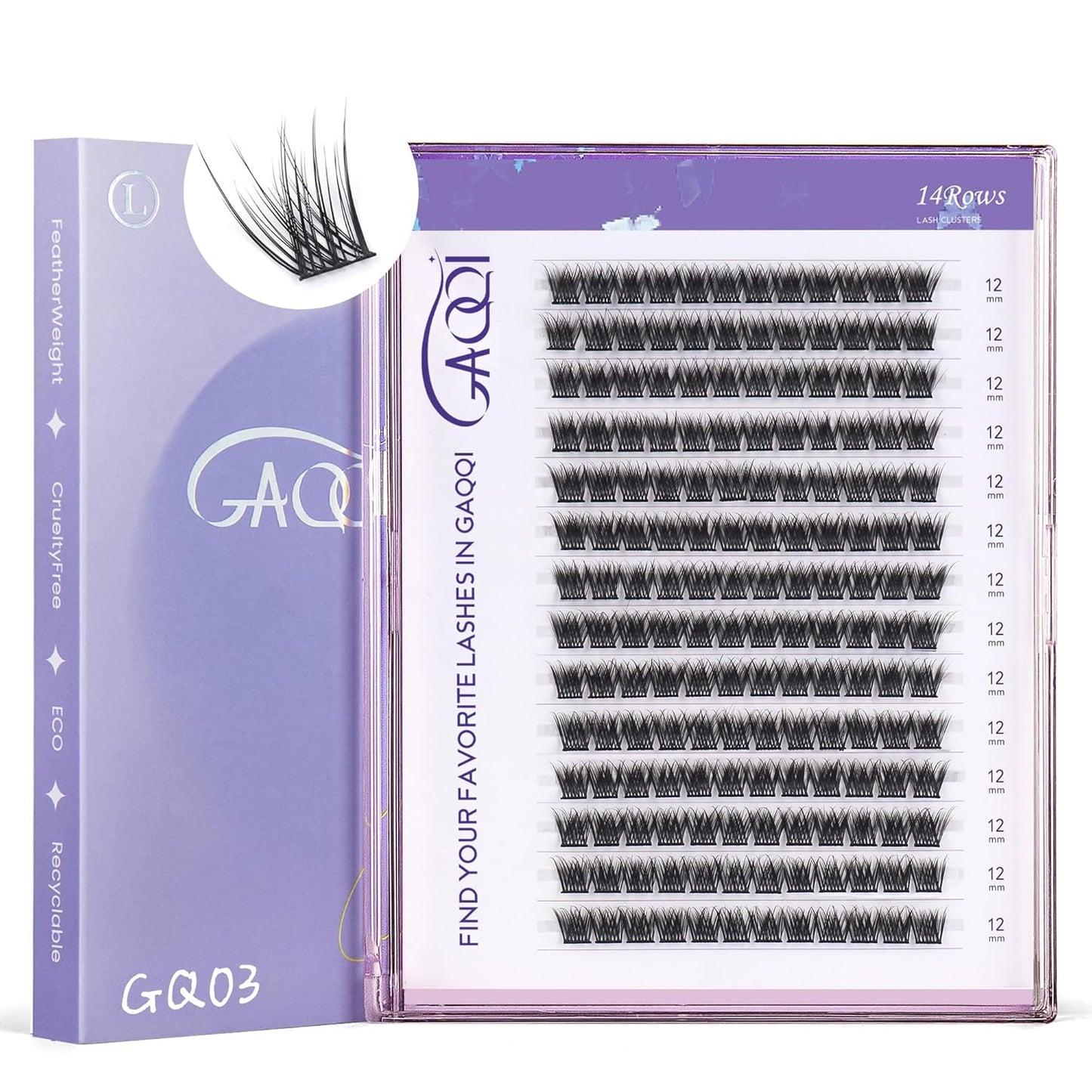 GAQQI Lash Clusters - Wispy Volume Eyelash Extensions, 110 Multilayered 3D Lashes, 10-14mm Lengths