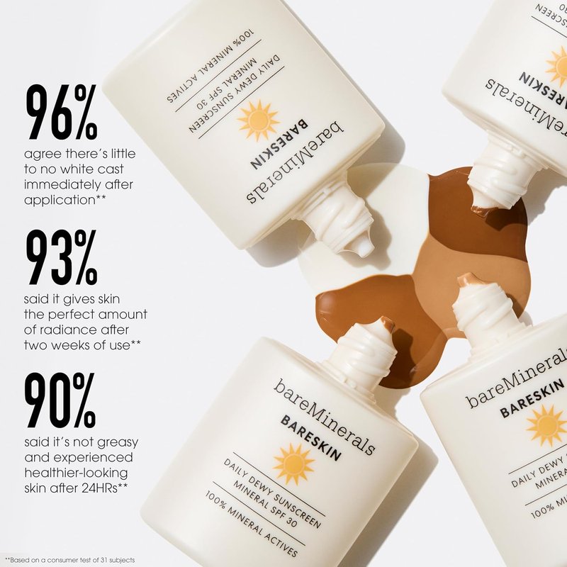 bareMinerals Daily Dewy Sunscreen SPF 30 - Hydrating Mineral Face Sunscreen with Niacinamide | Lightweight, Non-Greasy Glow Finish