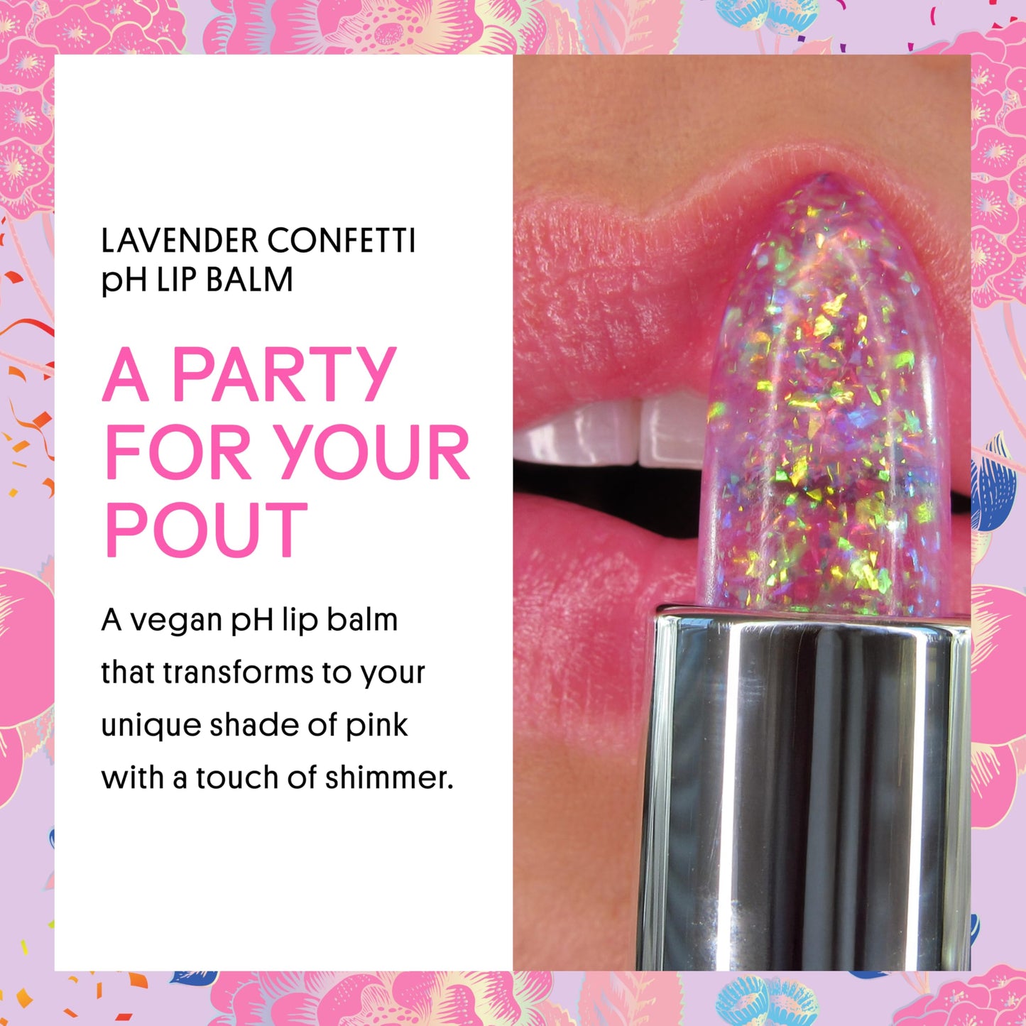 Winky Lux Lavender Glitter Confetti Balm - Hydrating ph Lip Balm, Natural Pink Tint with pH Color Changing, Moisturize & Soften Lips While Leaving Sheer Pink Tint, with Vanilla Scent