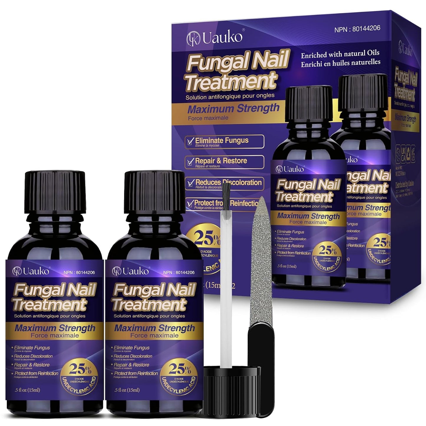 Toenail Fungus Treatment - Extra Strength 25% Undecylenic Acid | Fast-Acting Fungal Nail Revitalizer with Tea Tree Oil (2-Pack)