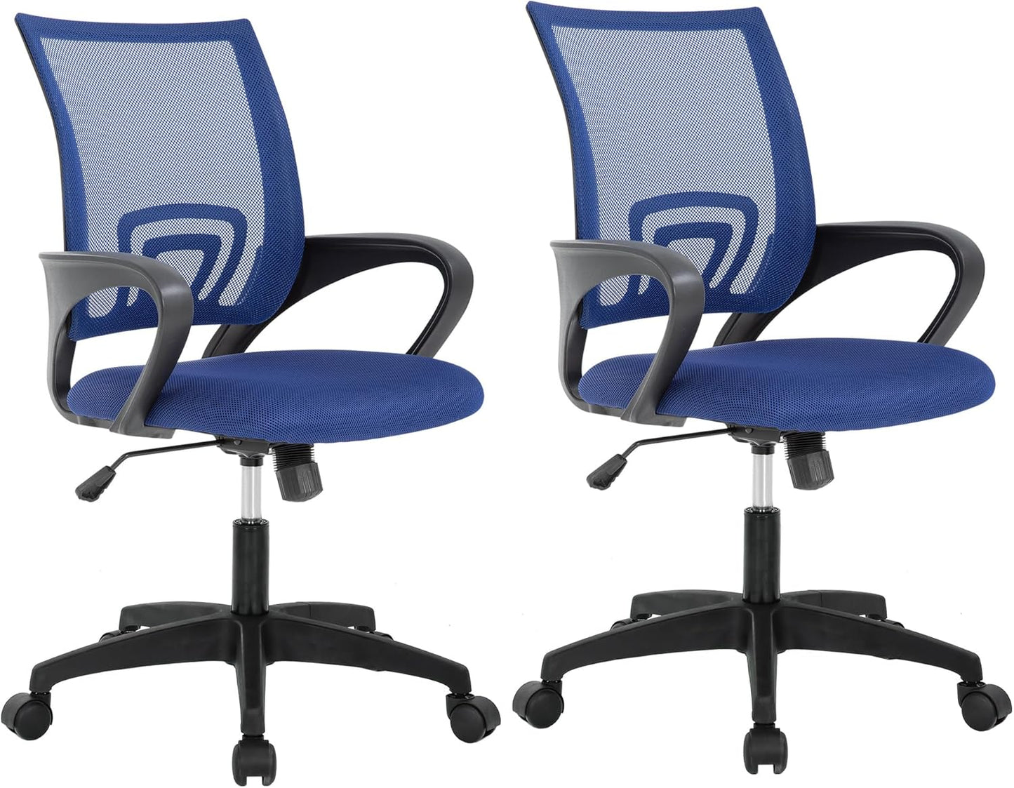 Ergonomic Office Chair - Mid-Back Swivel Desk Chair with Breathable Backrest & Lumbar Support | Adjustable Height | Black