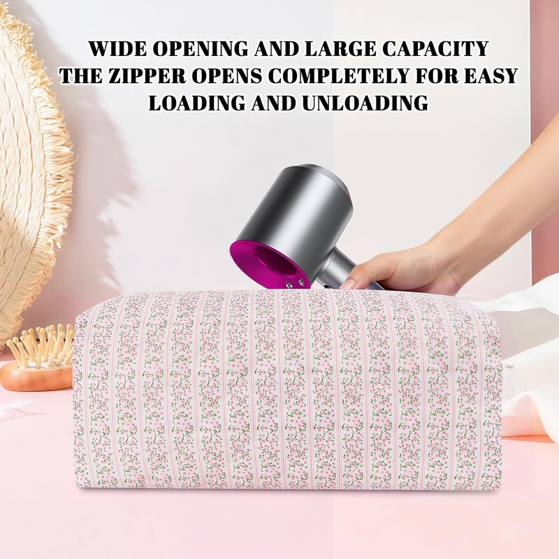 Hair Tools Travel Bag - Cute Quilted Floral Organizer for Shark Flexstyle | Portable Case for Hair Dryers & Curling Irons (Pink)