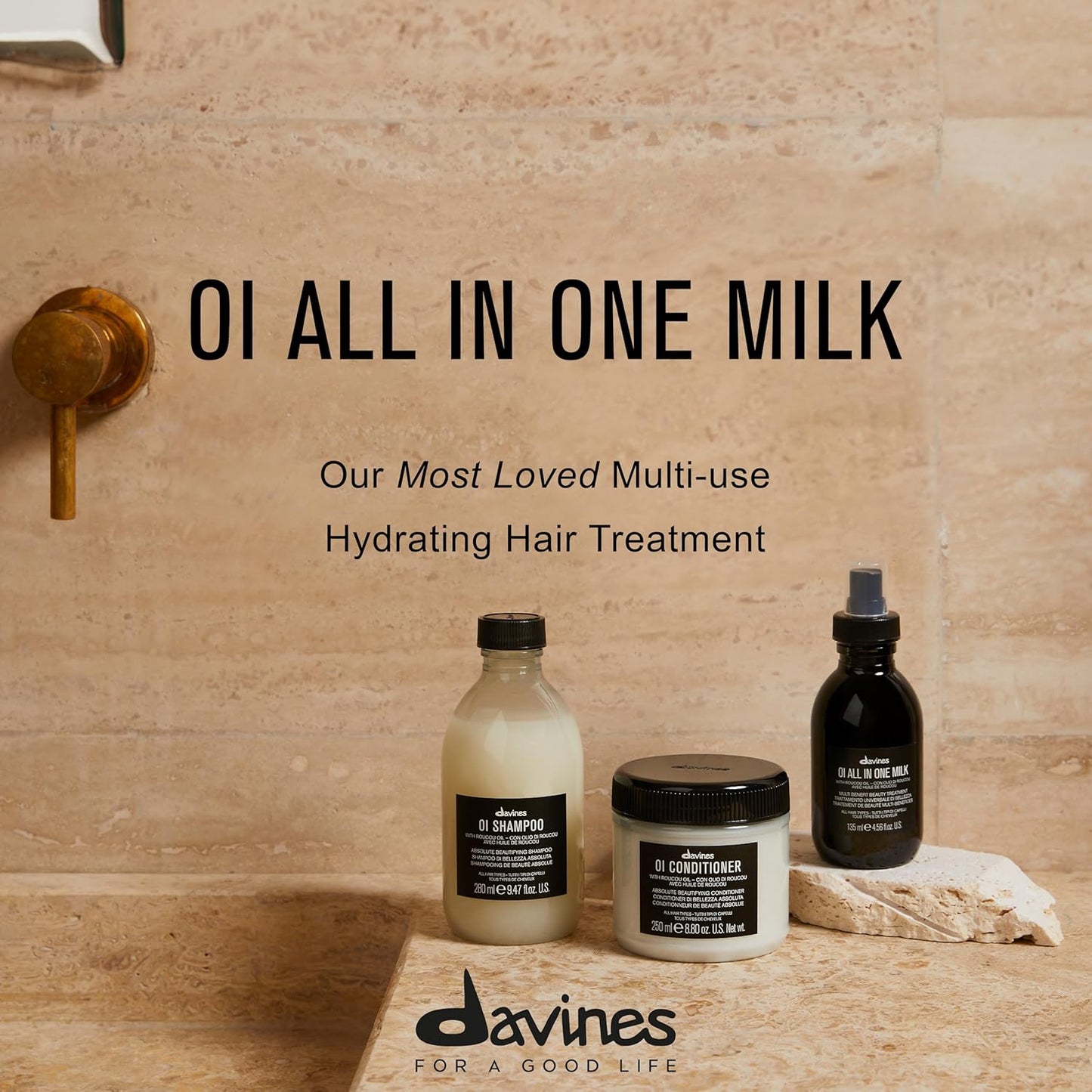Davines OI All In One Milk - Multi-Function Leave-In Conditioner Spray | Detangles, Controls Frizz & Protects Hair