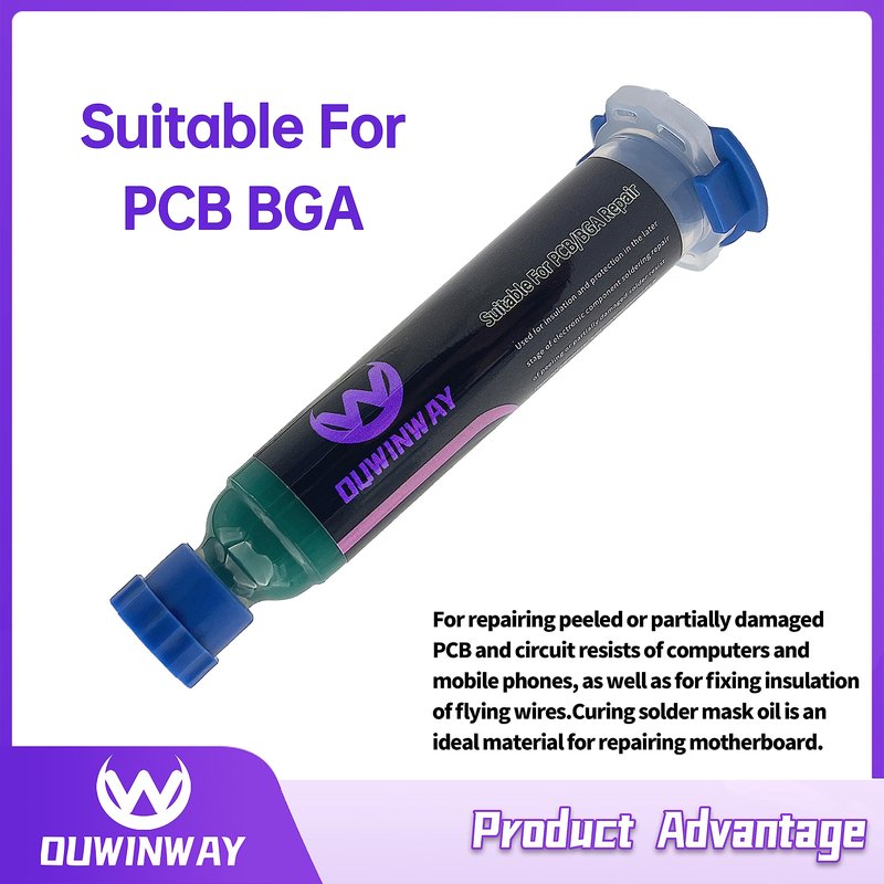 Ouwinway 1-pack UV Curing Green Solder Mask, UV Curing Solder Mask Ink,UV Solder Mask Ink, BGA PCB Solder Resist Ink with Arcing Prevention, Prevent Corrosive Arcing